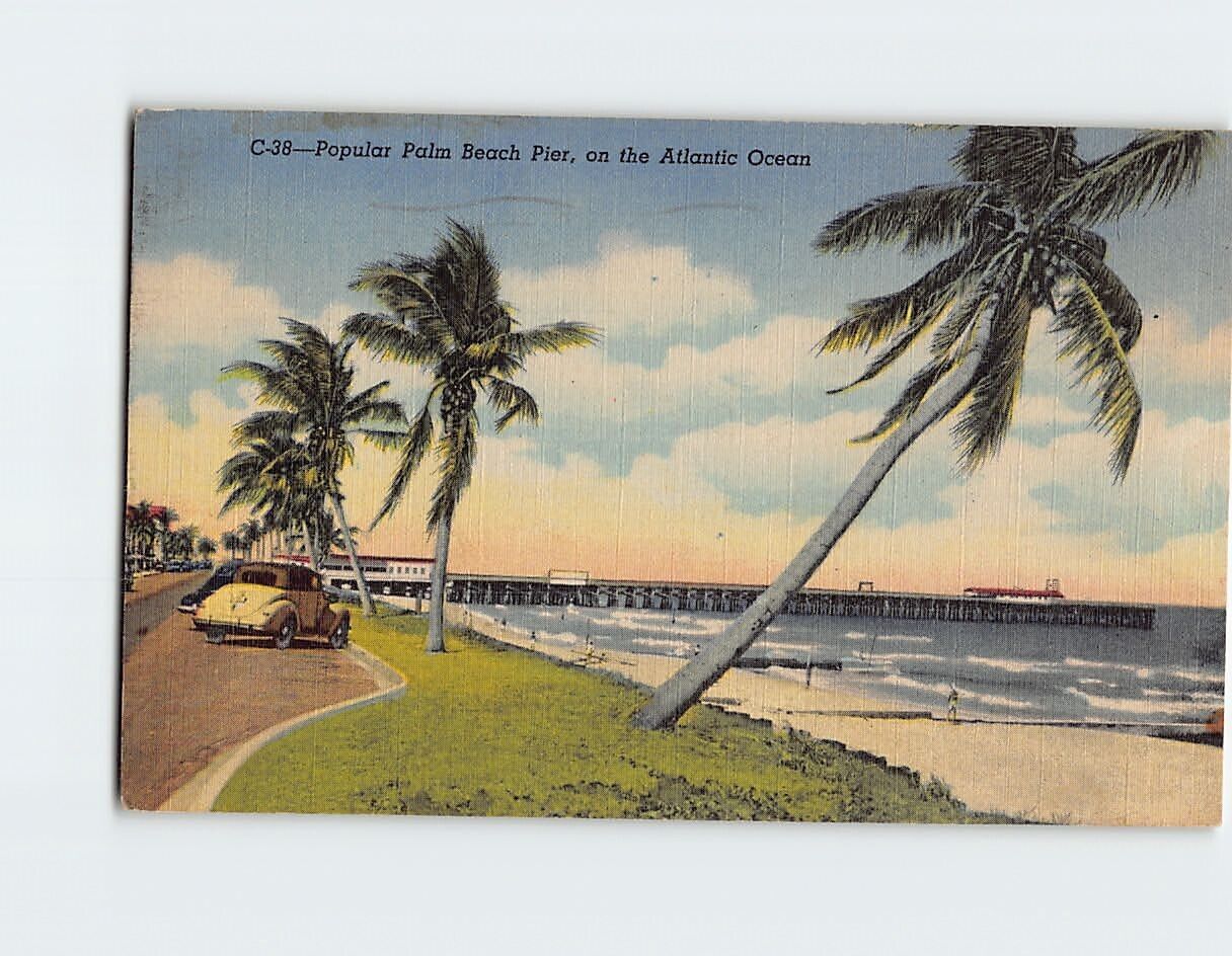 Postcard Popular Palm Beach Pier on the Atlantic Ocean USA