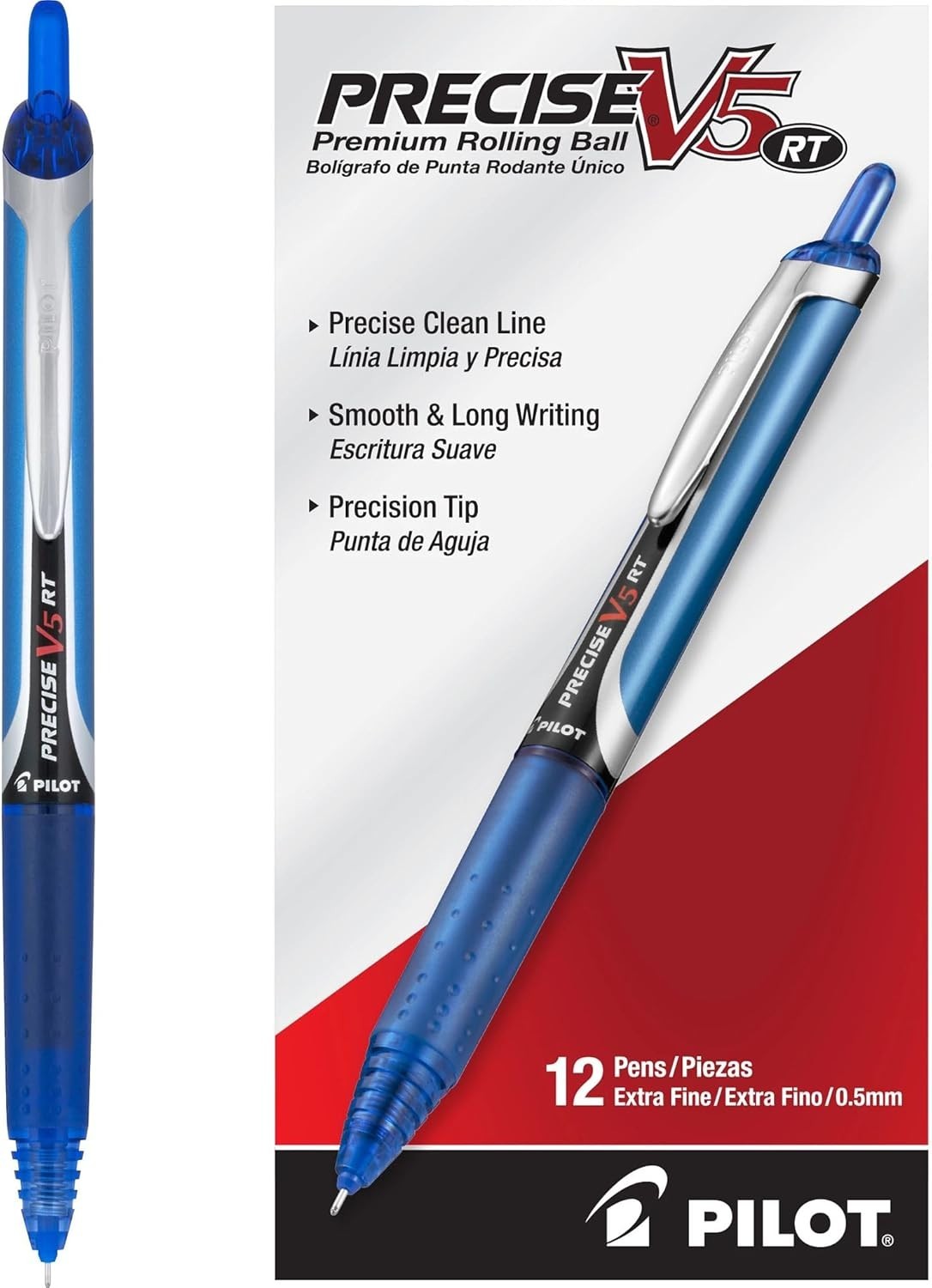 Precise V5 RT Refillable & Retractable Rollerball Pens, Blue, Pack of 12 Precise V5 RT Refillable & Retractable Rollerball Pens, Blue, Pack of 12