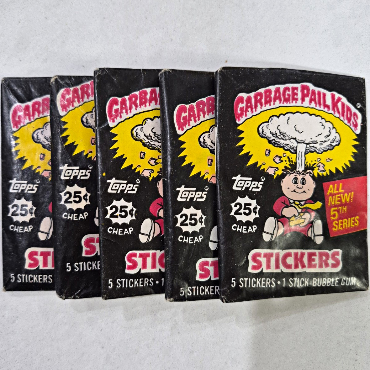 1986 Vintage Garbage Pail Kids 5th Series – 5 Unopened Original Wax Packs