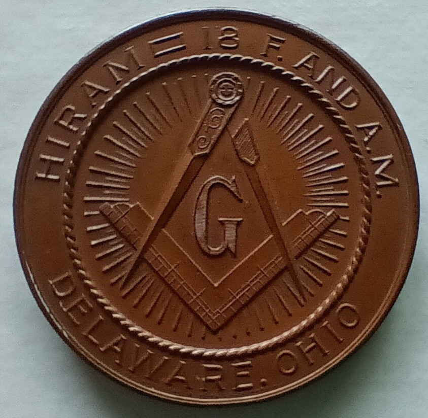 100th Anniversary Masonic Medal January 21, 1911 2” Delaware Ohio Hiram 18 Heavy
