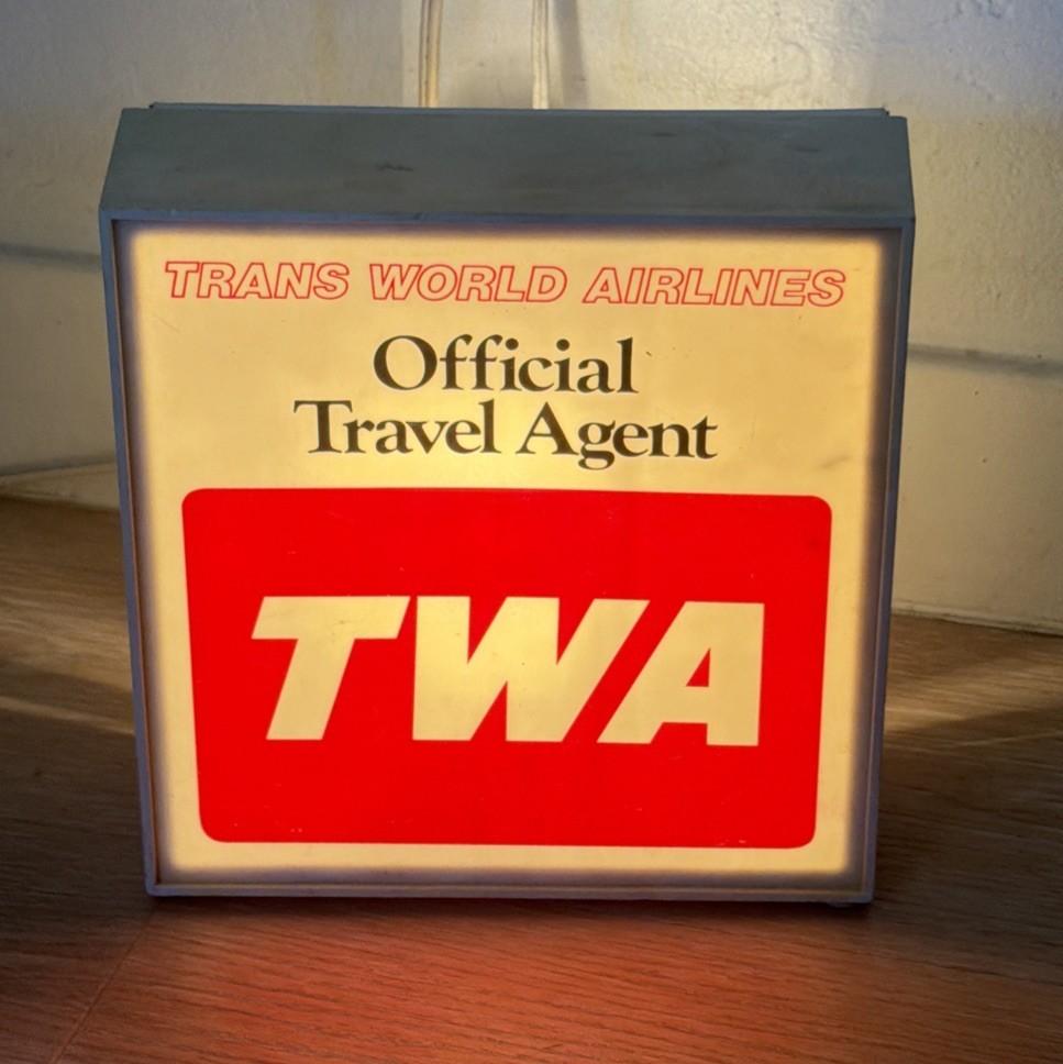 Vintage TWA Official Travel Agent Lighted Sign Trans World Airlines Lightbox Vintage TWA Official Travel Agent Lighted Sign Trans World Airlines Lightbox