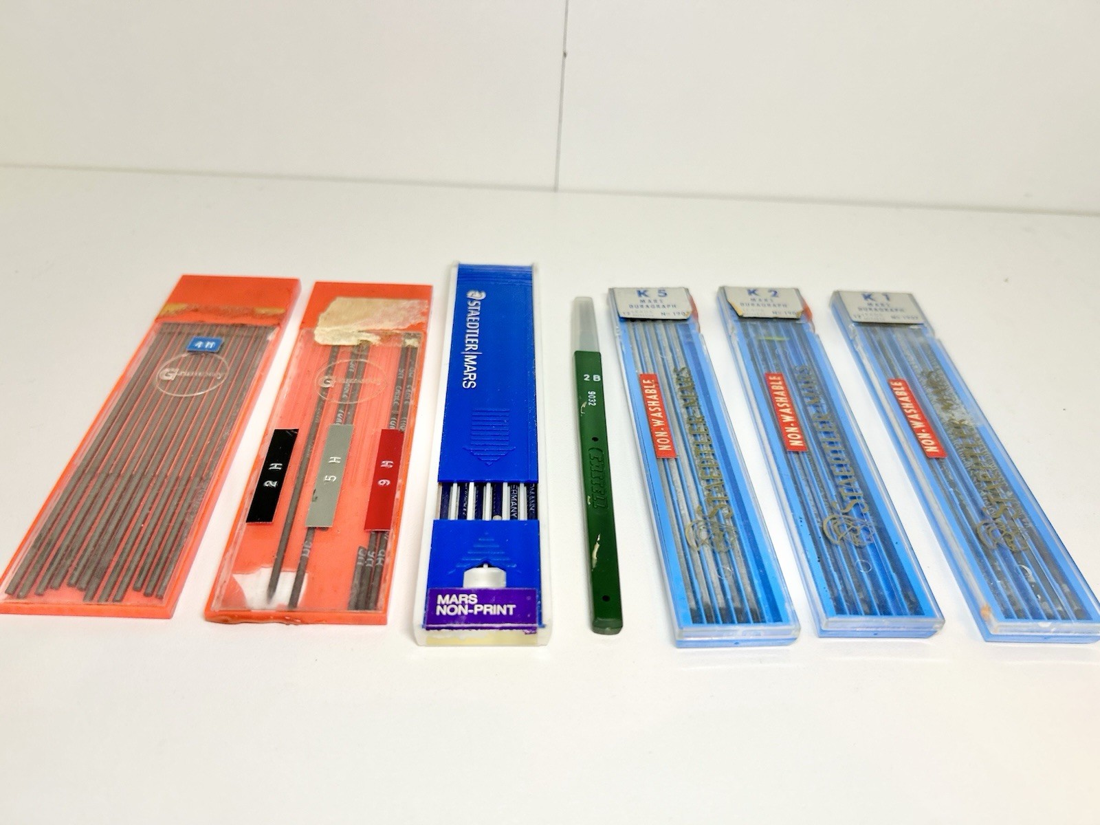 Vintage Staedtler Mars K1 K2 K3, Castell 2B, Gramercy 4H 5H 9H Pencil Leads USED Vintage Staedtler Mars K1 K2 K3, Castell 2B, Gramercy 4H 5H 9H Pencil Leads USED