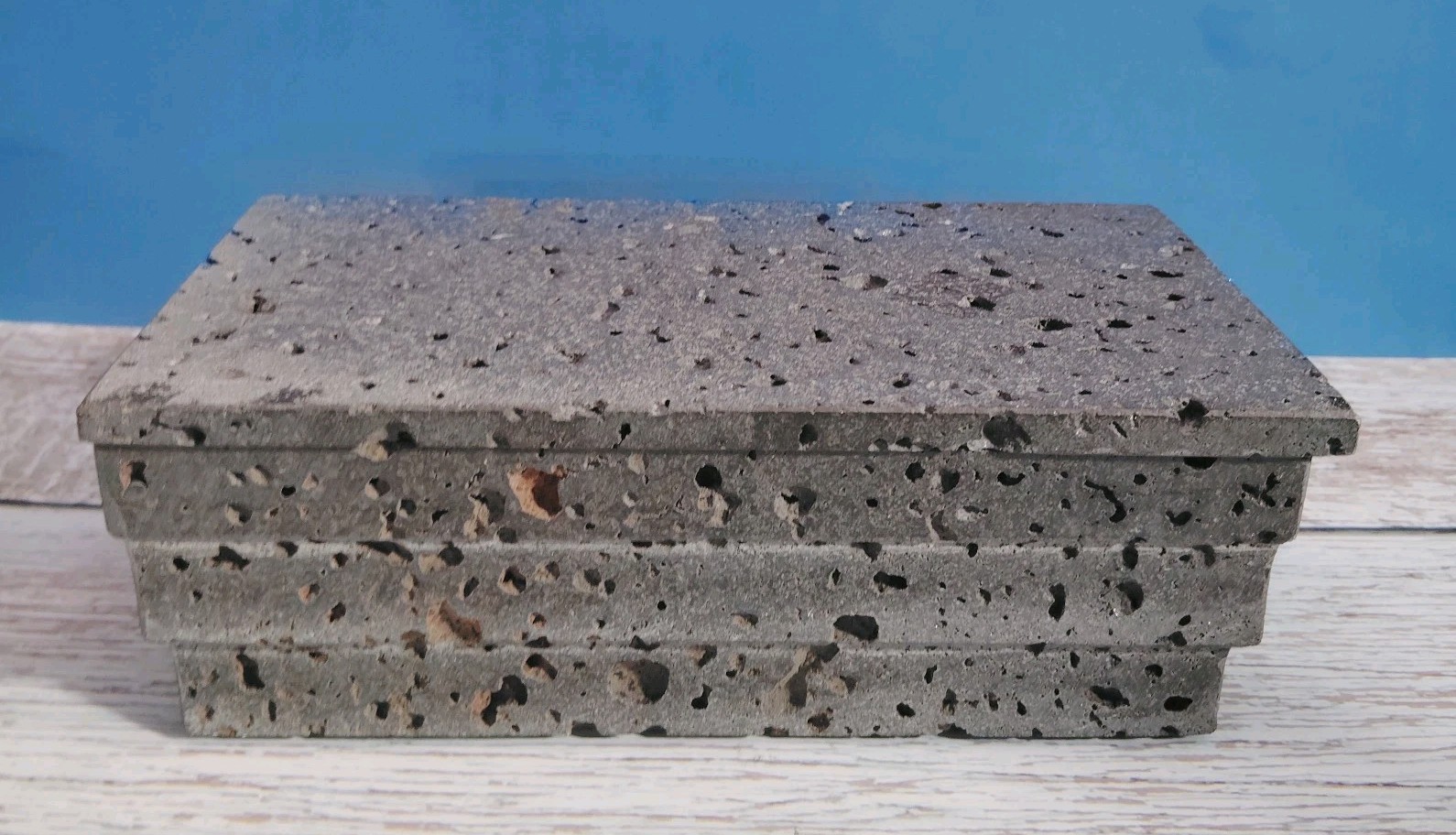 Natural Gray Porous Travertine Trinket Box w/ Lid 8" Jewelry Storage Natural Gray Porous Travertine Trinket Box w/ Lid 8" Jewelry Storage