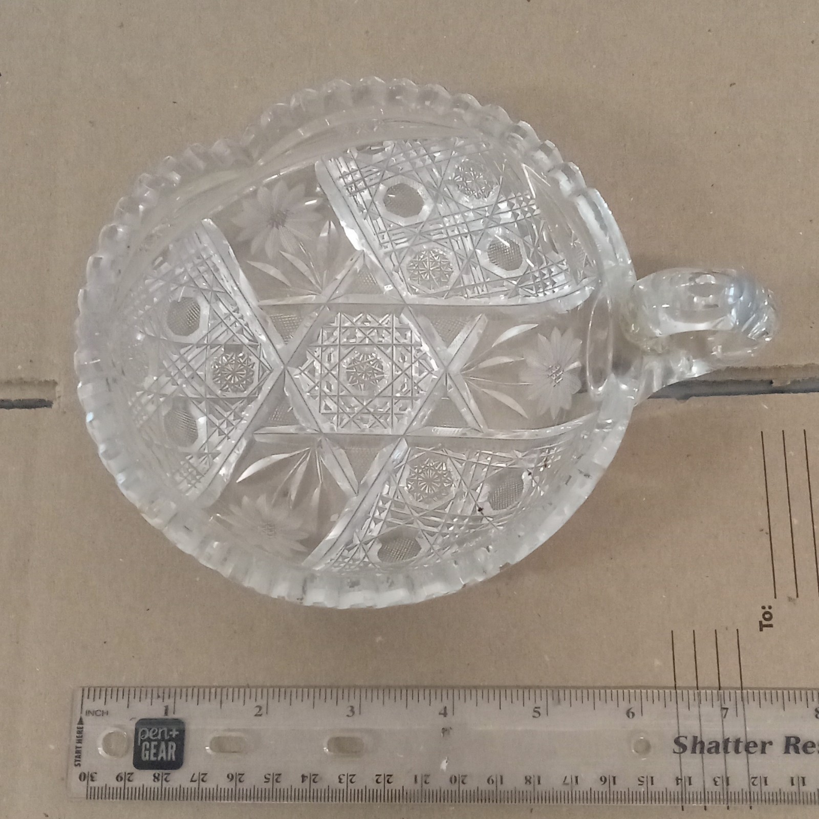 Beautiful Vintage Crystal Dish with Handle 6" Beautiful Vintage Crystal Dish with Handle 6"