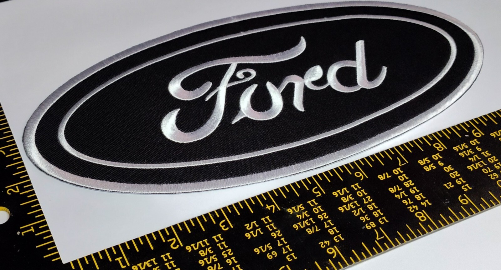 Large Ford  Classic Iron Sew Embroidered Patch high Quality Est 11" Black White