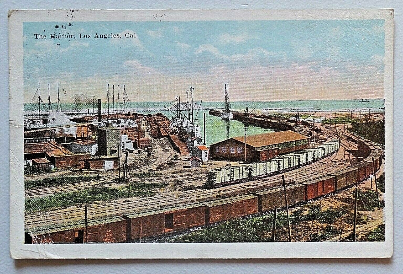 The Harbor, Los Angeles, California White Border Postcard 1922 Post 3656 The Harbor, Los Angeles, California White Border Postcard 1922 Post 3656