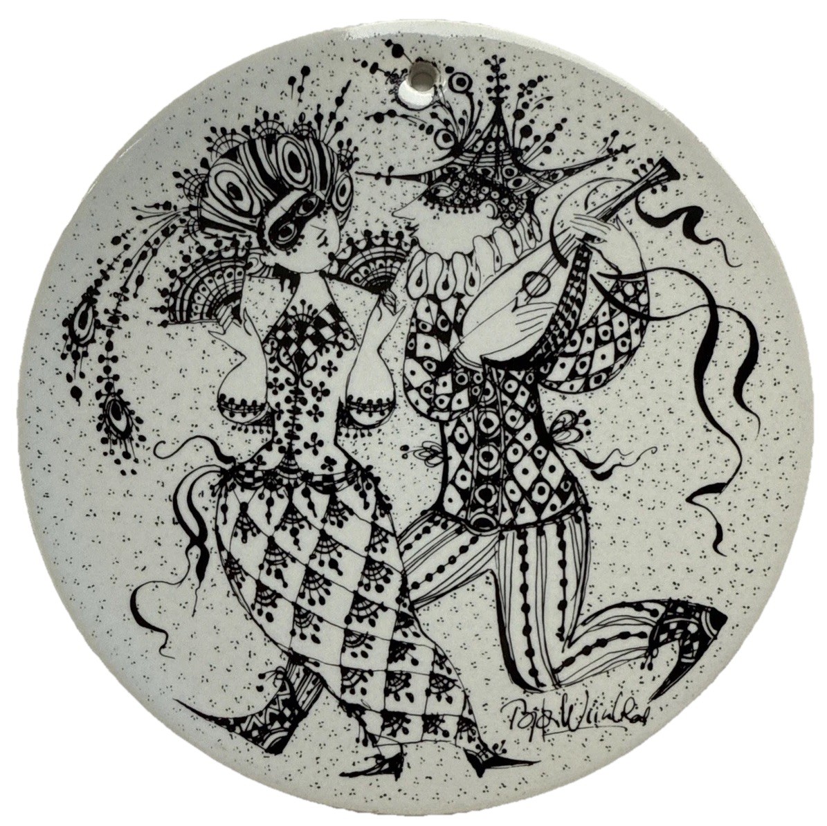 VTG Bjorn Wiinblad Nymolle Denmark February Month Wall Plate Black Maskerade VTG Bjorn Wiinblad Nymolle Denmark February Month Wall Plate Black Maskerade