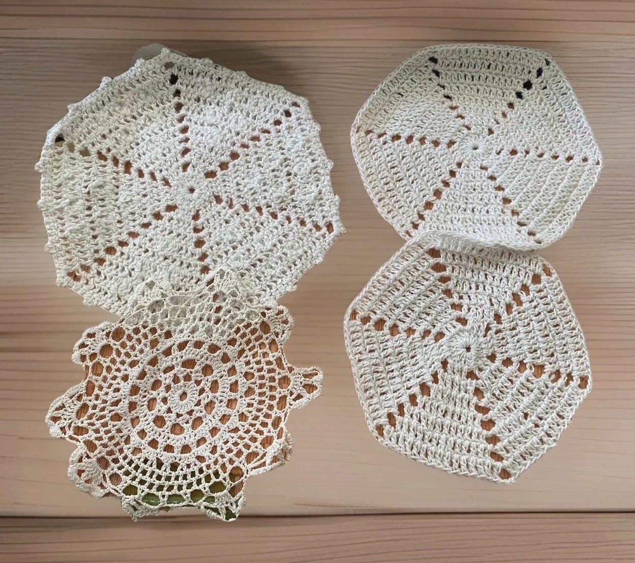 4 Vtg Antique Crocheted /lace Doilies cottagecore granny farmhouse cottagecore 4 Vtg Antique Crocheted /lace Doilies cottagecore granny farmhouse cottagecore