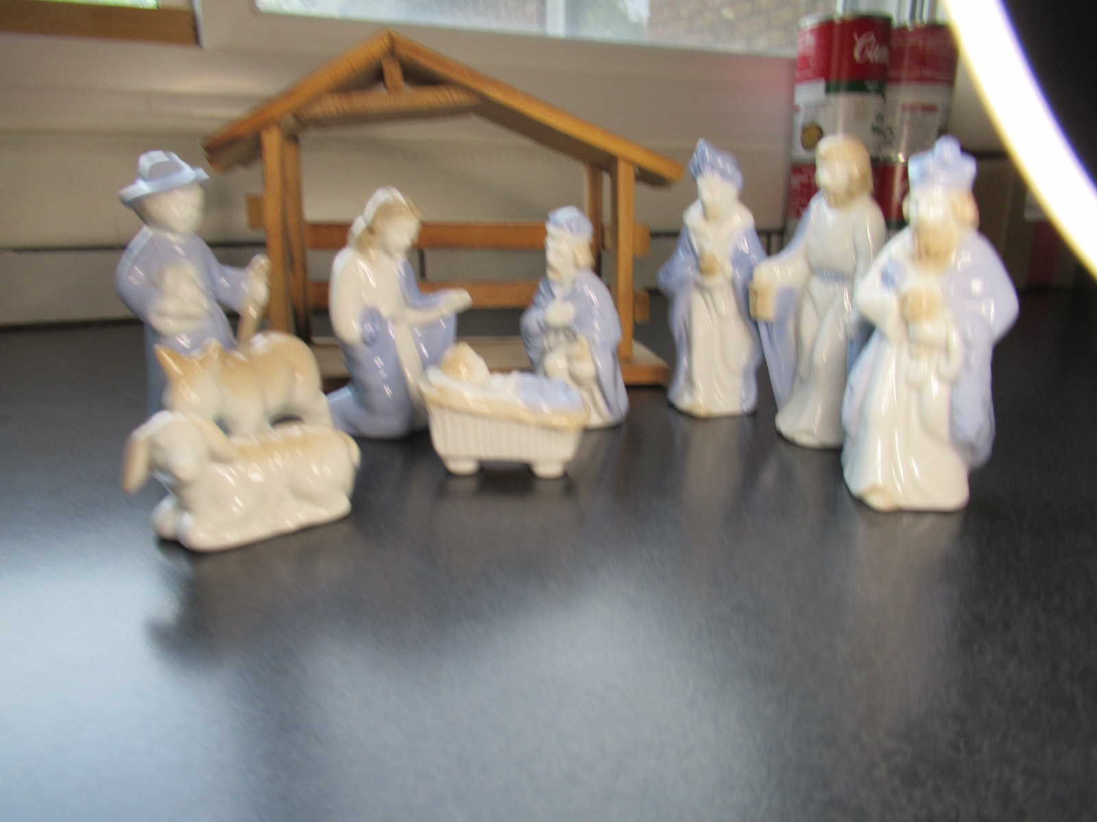 Vintage Lefton 1987 Blue & White Nativity Set In Original Box 9 Pieces Vintage Lefton 1987 Blue & White Nativity Set In Original Box 9 Pieces