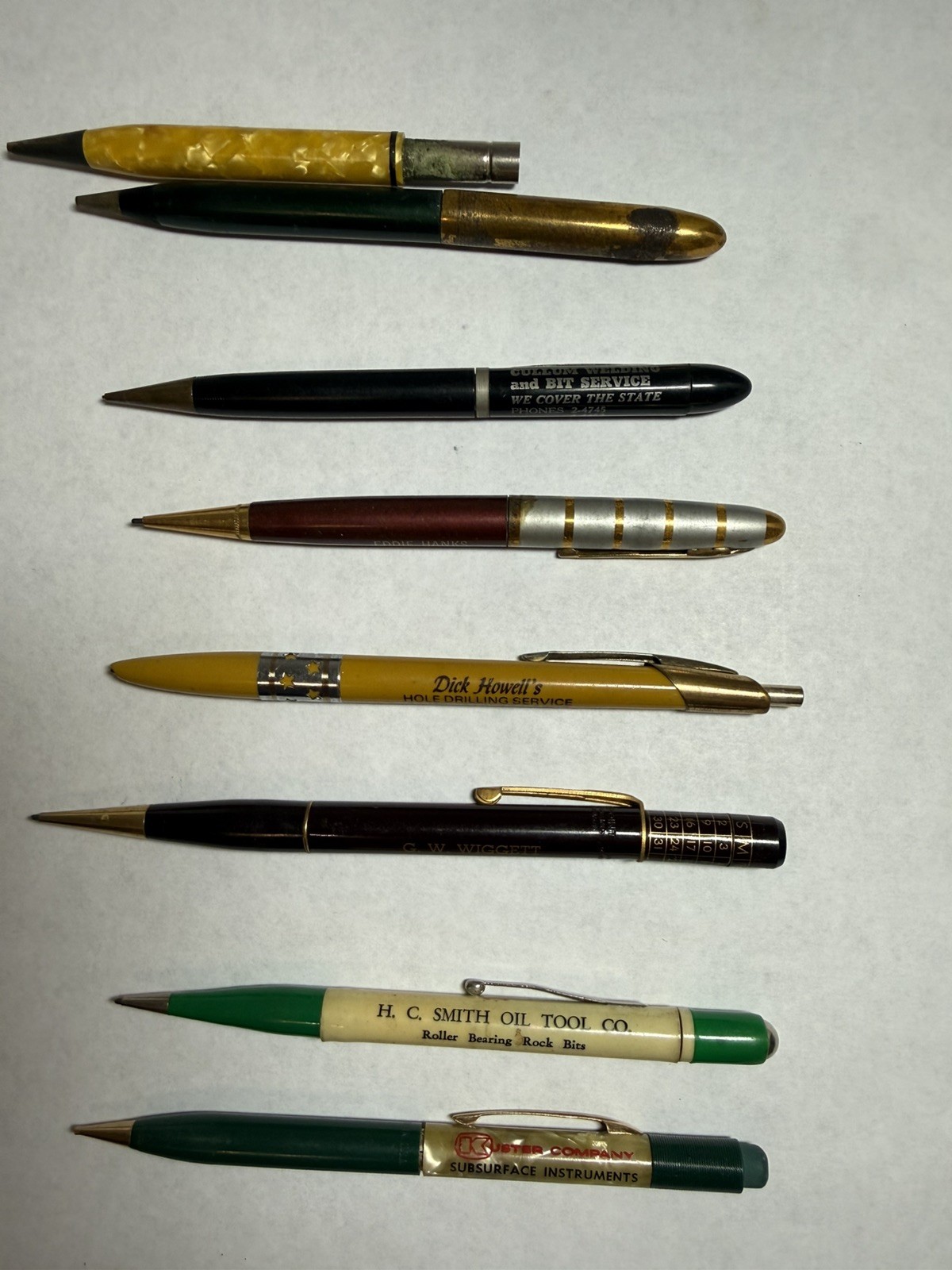 Vintage Mechanical Pencils Lot of 8 Business Advertisements Calendar Vintage Mechanical Pencils Lot of 8 Business Advertisements Calendar