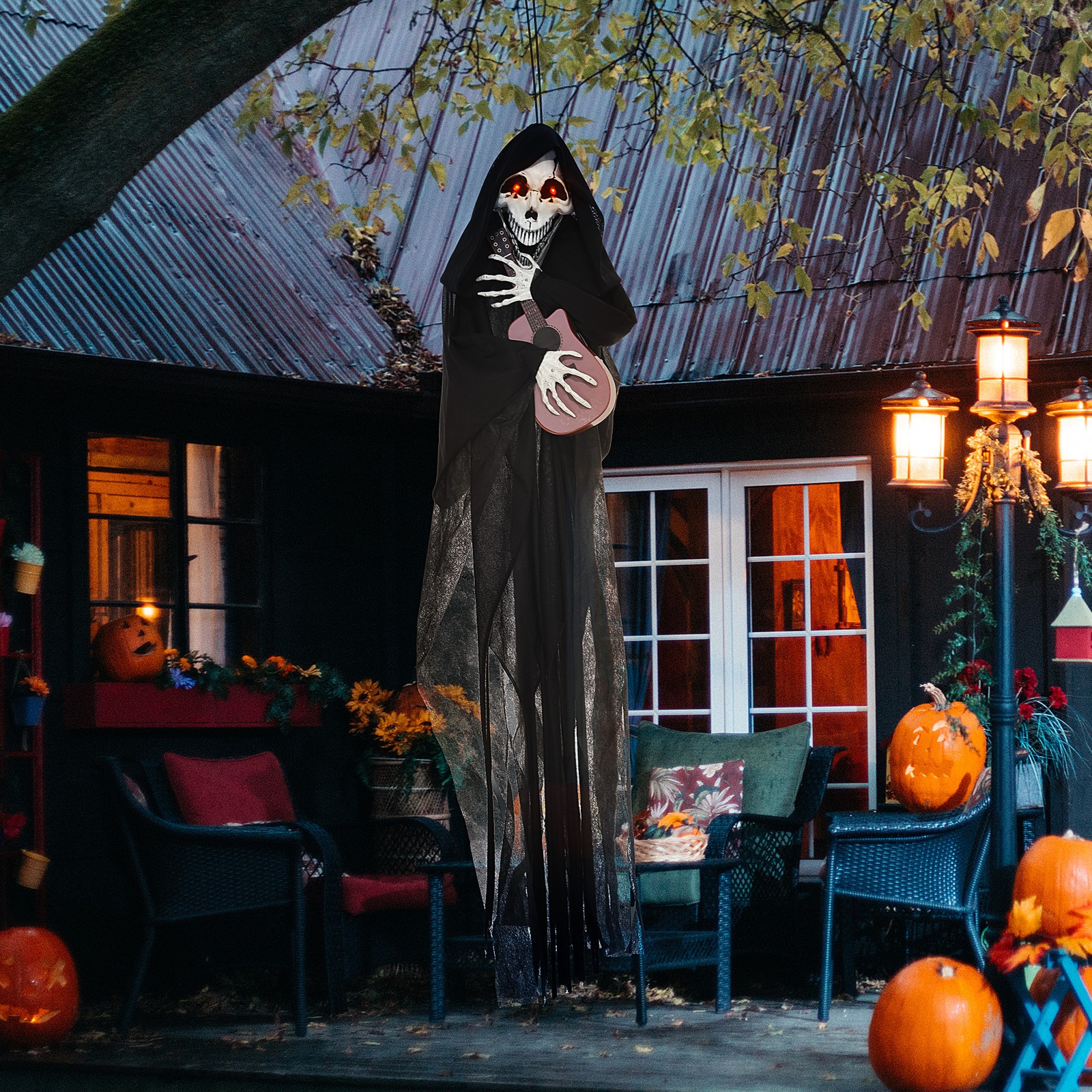 Guitar-Playing Grim Reaper Outdoor Halloween Decoration Animatronic Guitar-Playing Grim Reaper Outdoor Halloween Decoration Animatronic