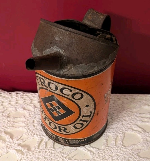 Rare 1930s Troco Motor Oil Can Hand-Soldered Shop Oiler Tulsa OK Relic Rare 1930s Troco Motor Oil Can Hand-Soldered Shop Oiler Tulsa OK Relic