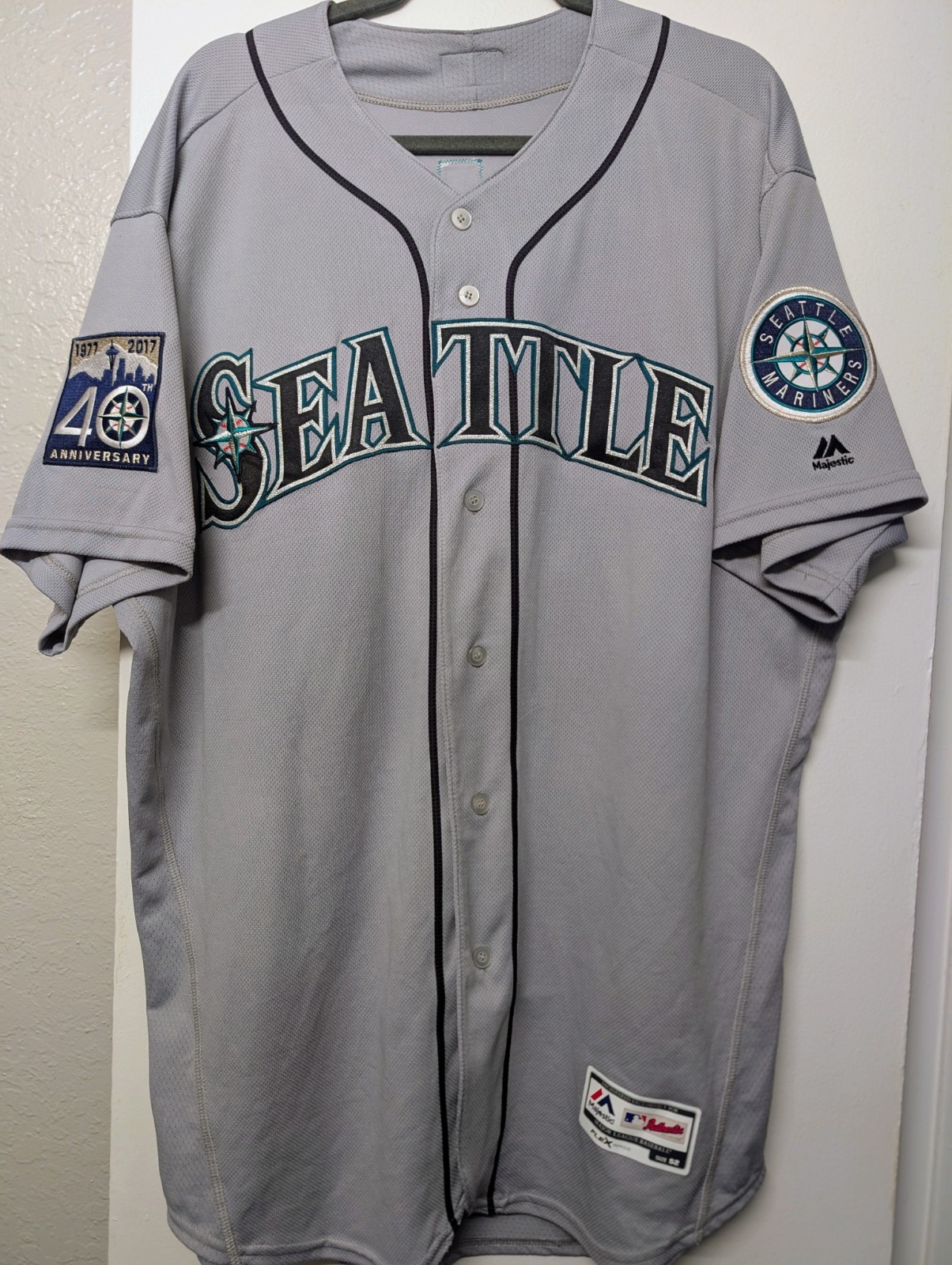 Majestic Flex Base Seattle Mariners Felix Hernandez Road Jersey - Sz 52(2XL)