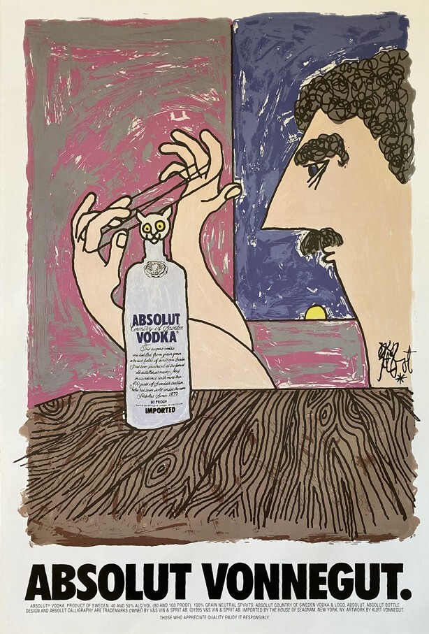 Absolut Vonnegut Poster- Vintage Authentic 1995 Marketing Poster 20x30 Absolut Vonnegut Poster- Vintage Authentic 1995 Marketing Poster 20x30