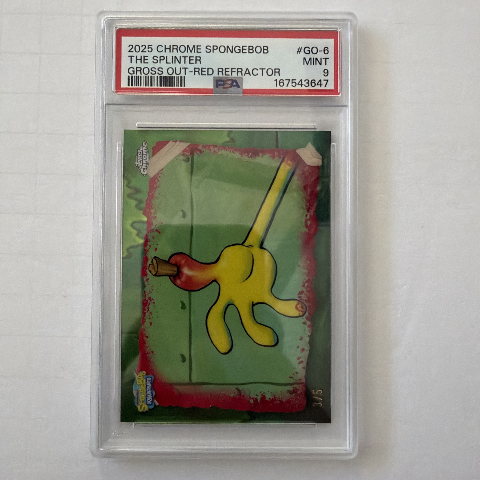 The Splinter 2025 Topps Chrome SpongeBob #GO-6 RED REFRACTOR 3/5 - PSA 9 (Pop 1) The Splinter 2025 Topps Chrome SpongeBob #GO-6 RED REFRACTOR 3/5 - PSA 9 (Pop 1)