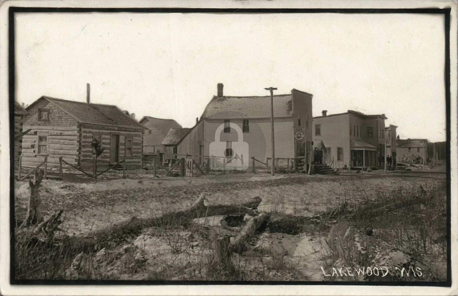 Old Buildings Street View LAKEWOOD WI Wisconsin 1910 RPPC Photo Postcard COPY