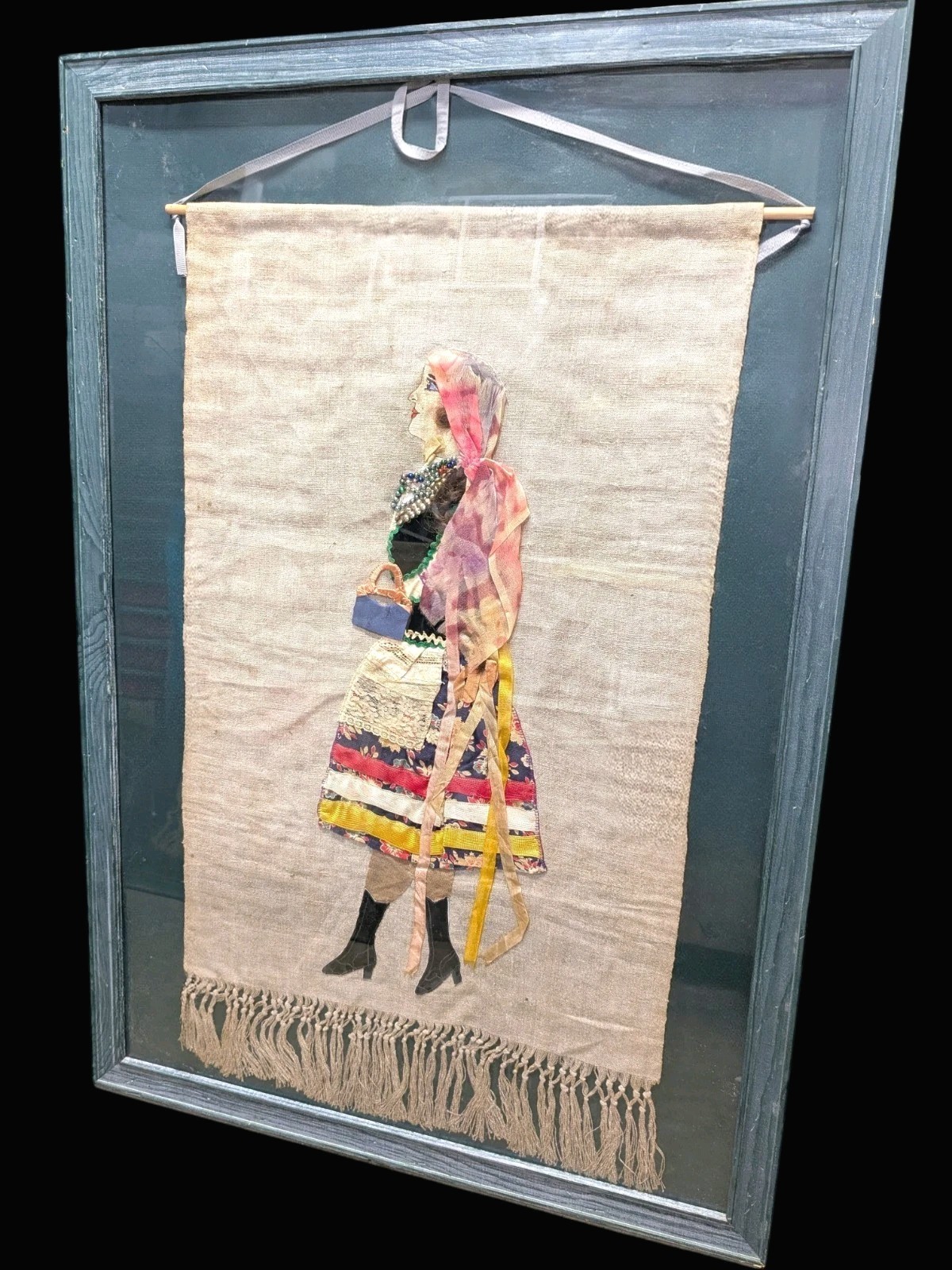 Antique Hungarian Transylvanian Framed Traditional Dress Attire Wall Art Antique Hungarian Transylvanian Framed Traditional Dress Attire Wall Art