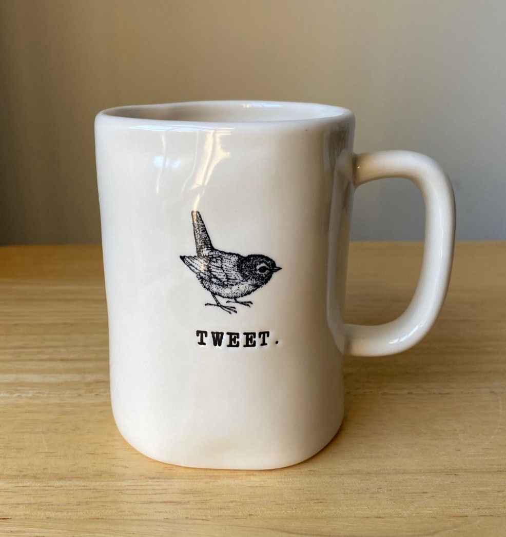 RAE DUNN TWEET 4.5" Dimpled Bird Icon Mug - EUC - 2 Available