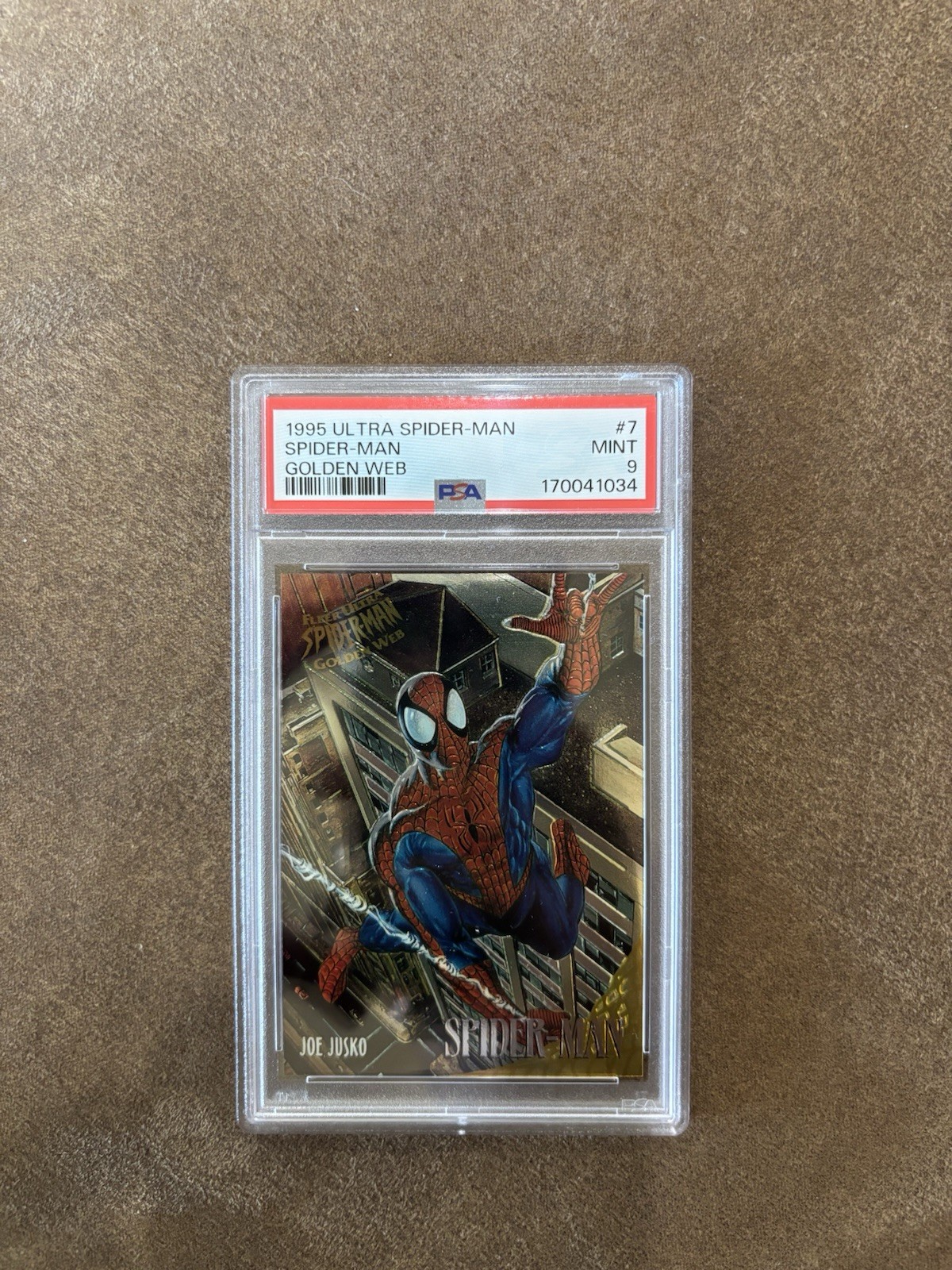 1995 Fleer Ultra Spider-Man Golden Web Joe Jusko Graded PSA 9 1995 Fleer Ultra Spider-Man Golden Web Joe Jusko Graded PSA 9