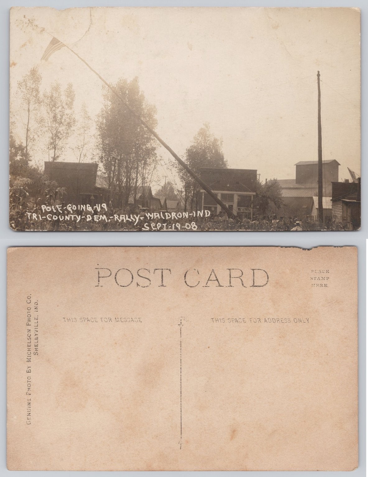 1908 RPPC Tri-County Dem Rally Pole Raising Waldron Indiana Political History 1908 RPPC Tri-County Dem Rally Pole Raising Waldron Indiana Political History