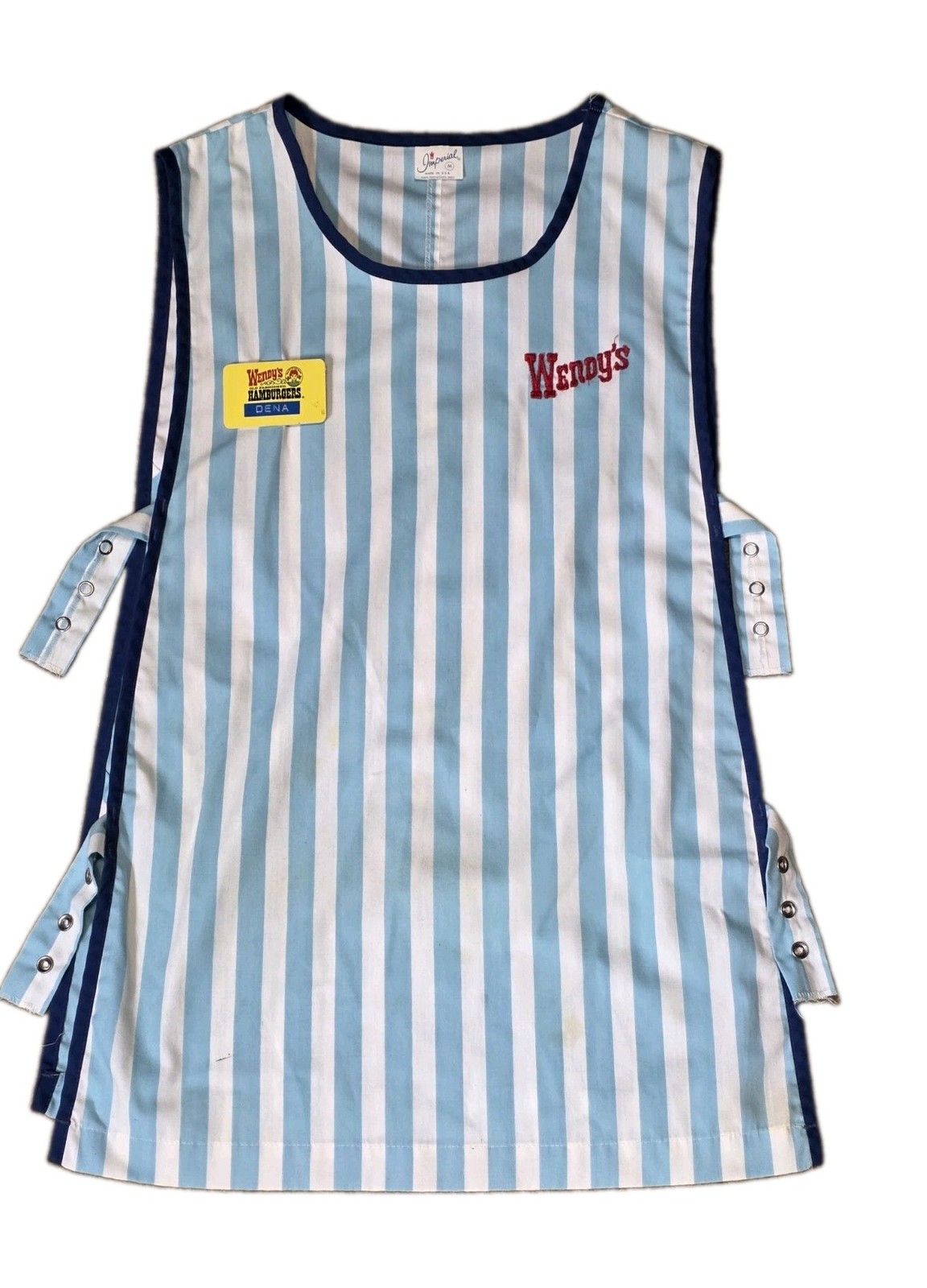 VINTAGE 1970s Wendy's Uniform Smock Apron, Name Tag Imperial Size M VINTAGE 1970s Wendy's Uniform Smock Apron, Name Tag Imperial Size M