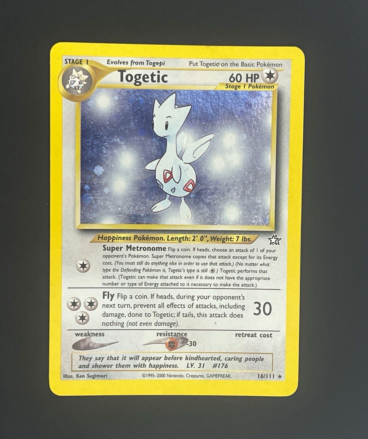 Nintendo Togetic 16/111 Neo Genesis Holo Rare English 2000 Pokémon SWIRL LP Nintendo Togetic 16/111 Neo Genesis Holo Rare English 2000 Pokémon SWIRL LP