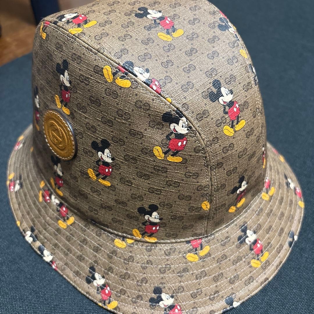 GUCCI x Disney Bucket Hat Mickey Mouse Monogram Pattern Cotton Blend Leather GUCCI x Disney Bucket Hat Mickey Mouse Monogram Pattern Cotton Blend Leather