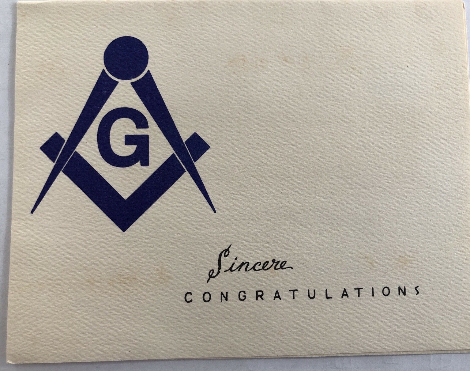 Masonic Congratulatory Note On Becoming A Master Mason -E9A-16