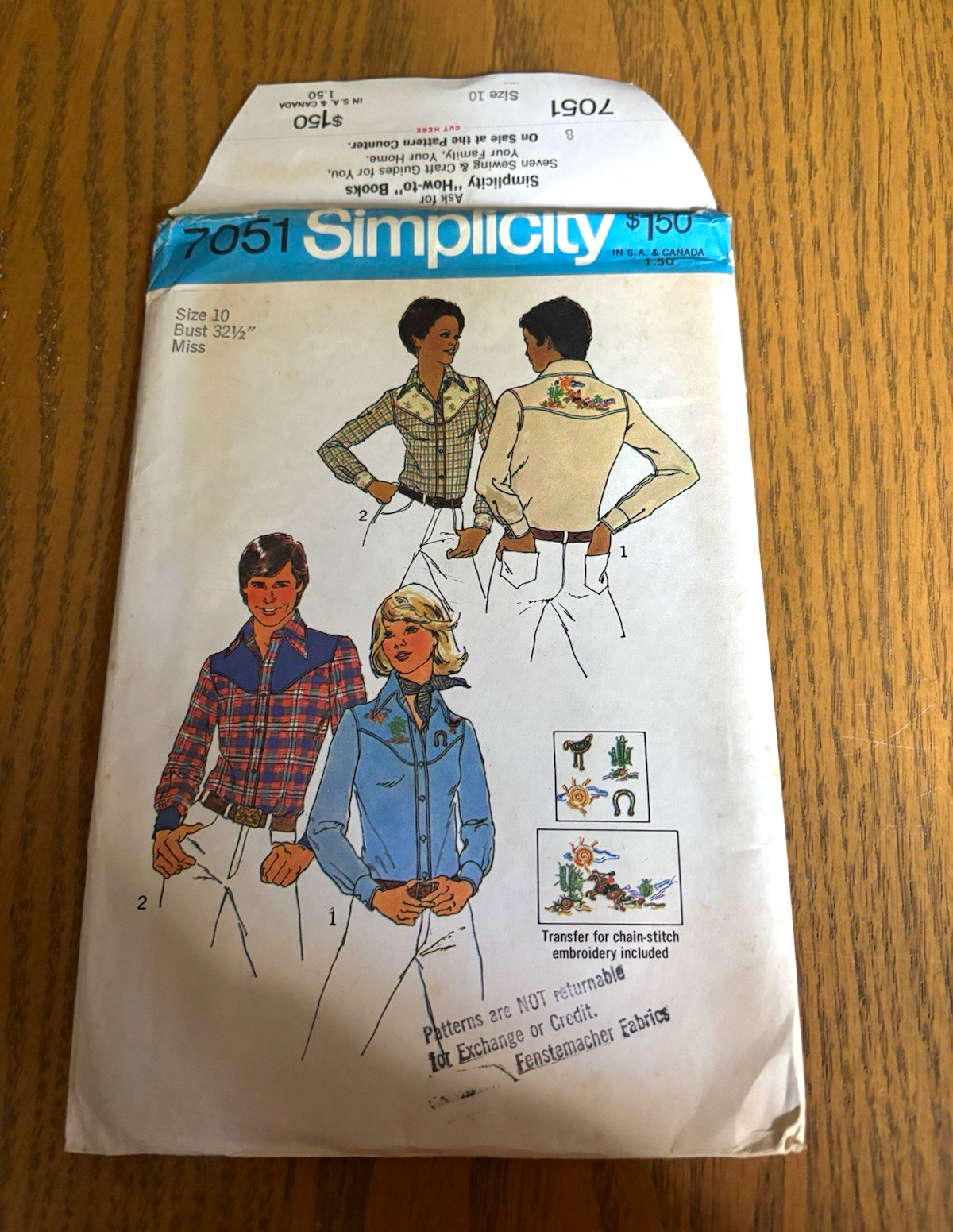 New Uncut Simplicity 7051 Vintage Original Miss Shirt Pattern Transfer Size 10 New Uncut Simplicity 7051 Vintage Original Miss Shirt Pattern Transfer Size 10