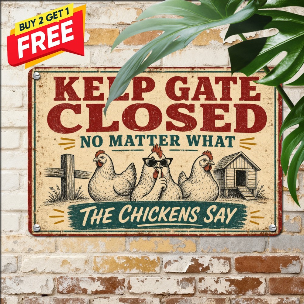 Keep The Gate Closed Funny Farm Chicken Metal Sign Barn Tin Wall Plaque Keep The Gate Closed Funny Farm Chicken Metal Sign Barn Tin Wall Plaque