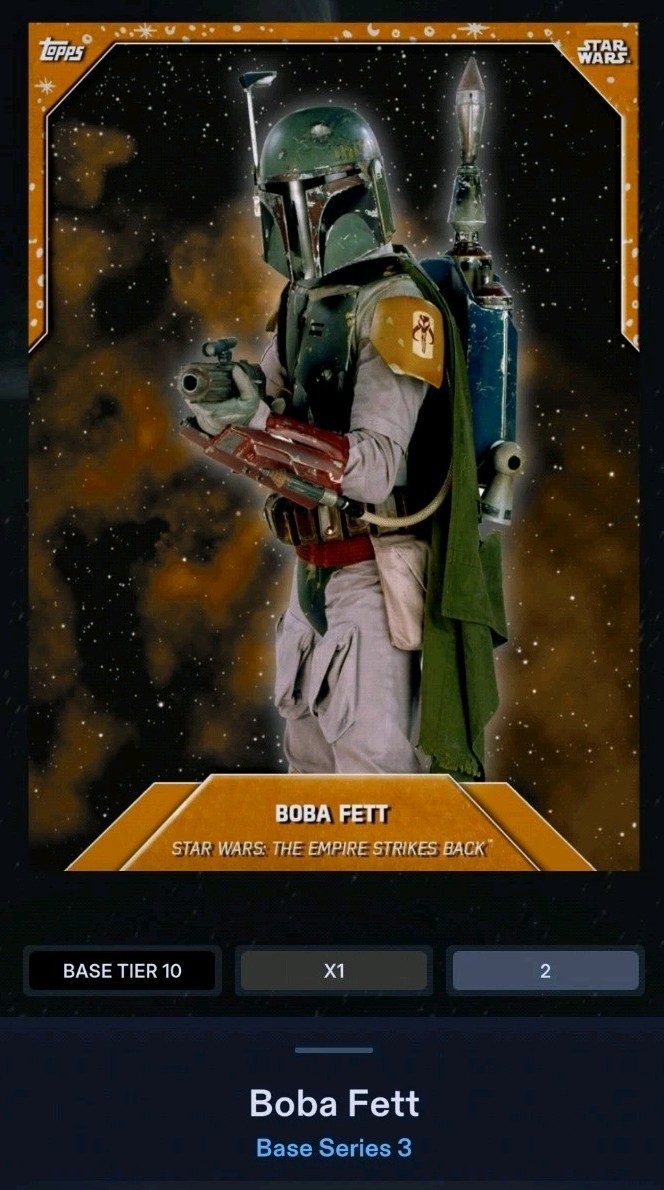 Topps Star Wars Card Trader 2016 Boba Fett 2cc Tier 10 Classic Orange - DIGITAL