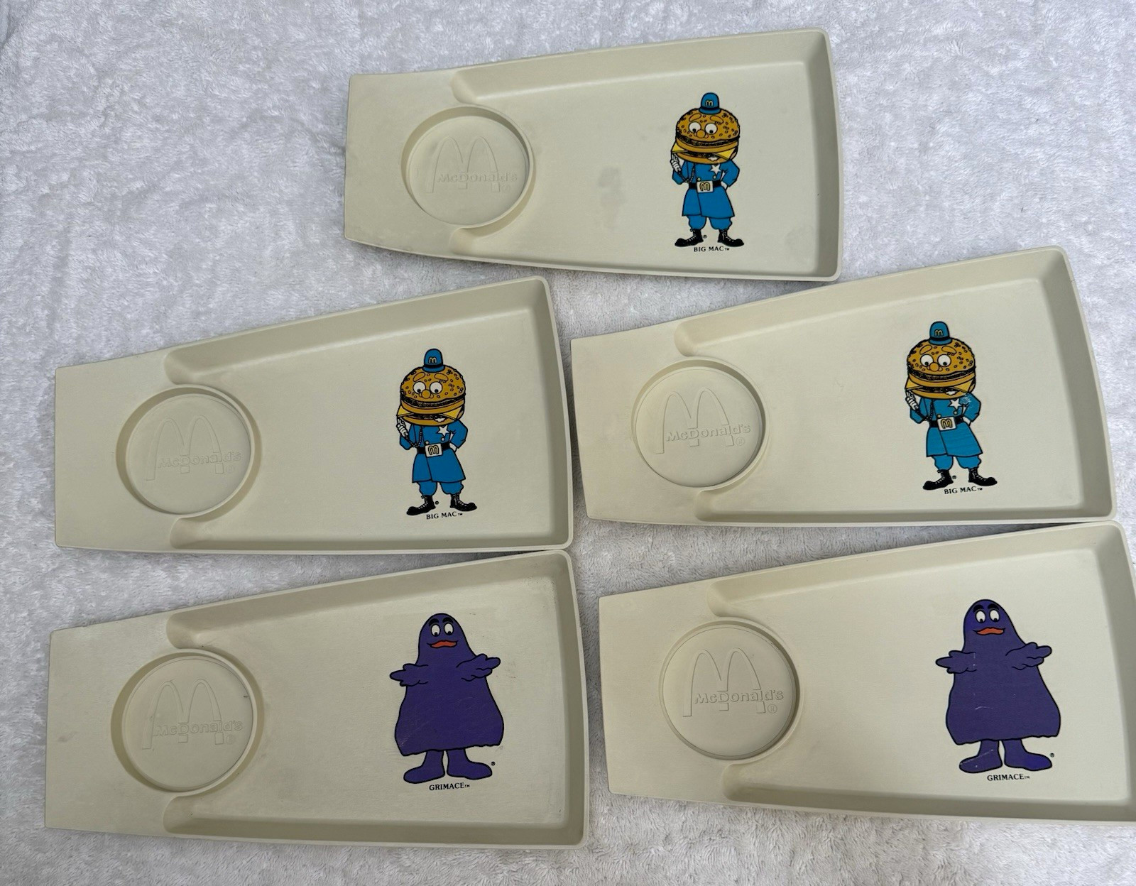 lot of 5 Vintage 1970's McDonald's Grimace & Hamburglar Big Mac  Trays
