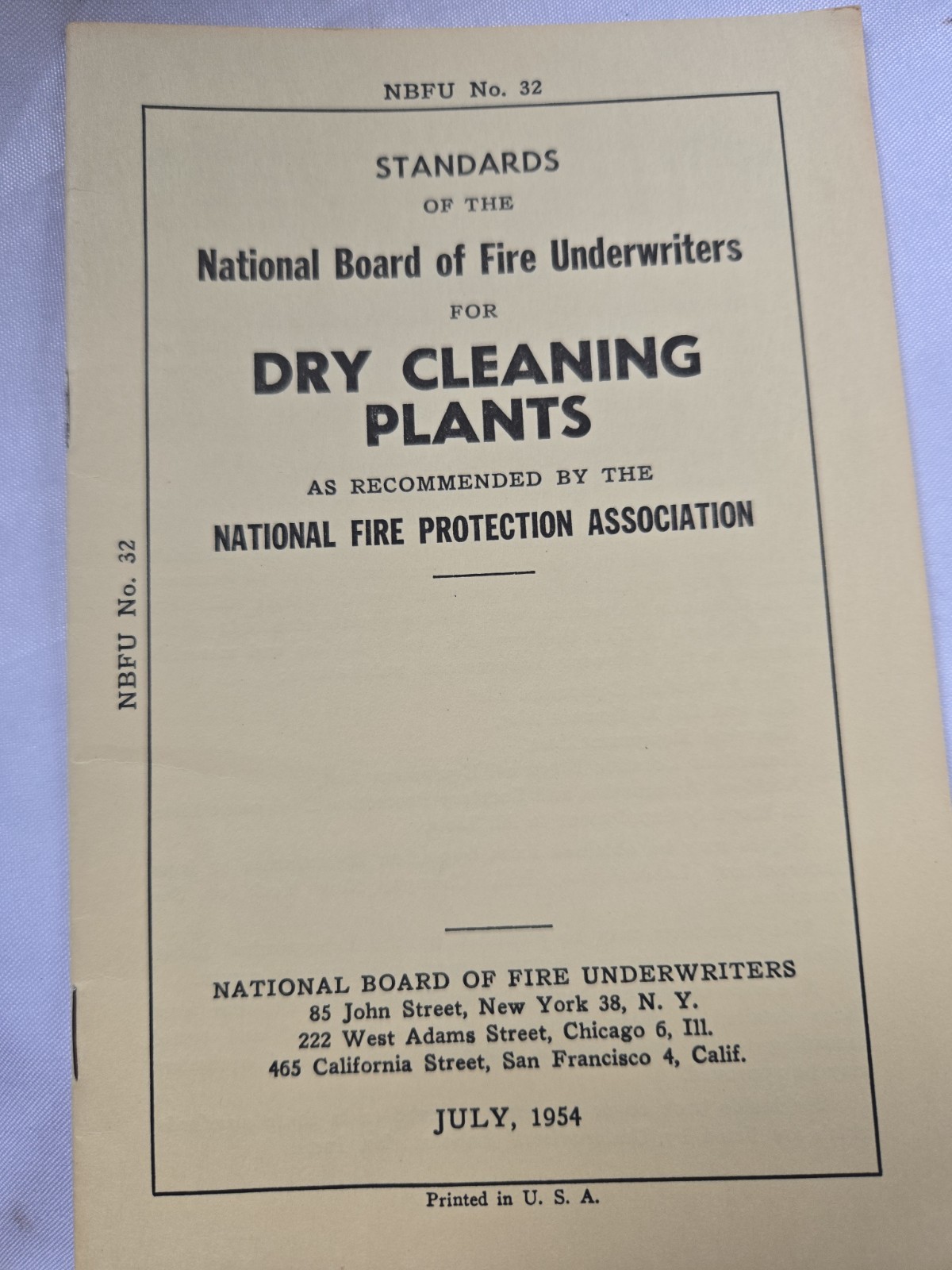 Vintage 1954 NBFU No 32 Dry Cleaning Plants Fire Protection Standard 24pp Vintage 1954 NBFU No 32 Dry Cleaning Plants Fire Protection Standard 24pp
