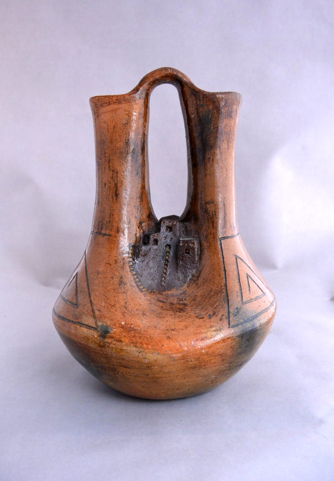 Jerry Whitethorn - Large Navajo Pictorial Wedding Vase Pot - Old Pueblo - 11 3/4 Jerry Whitethorn - Large Navajo Pictorial Wedding Vase Pot - Old Pueblo - 11 3/4