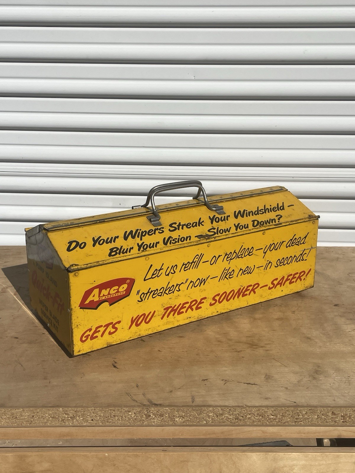 Vintage 1963 Anco by Anderson Pump Island Wiper Blade Service Kit Metal Tool Box Vintage 1963 Anco by Anderson Pump Island Wiper Blade Service Kit Metal Tool Box