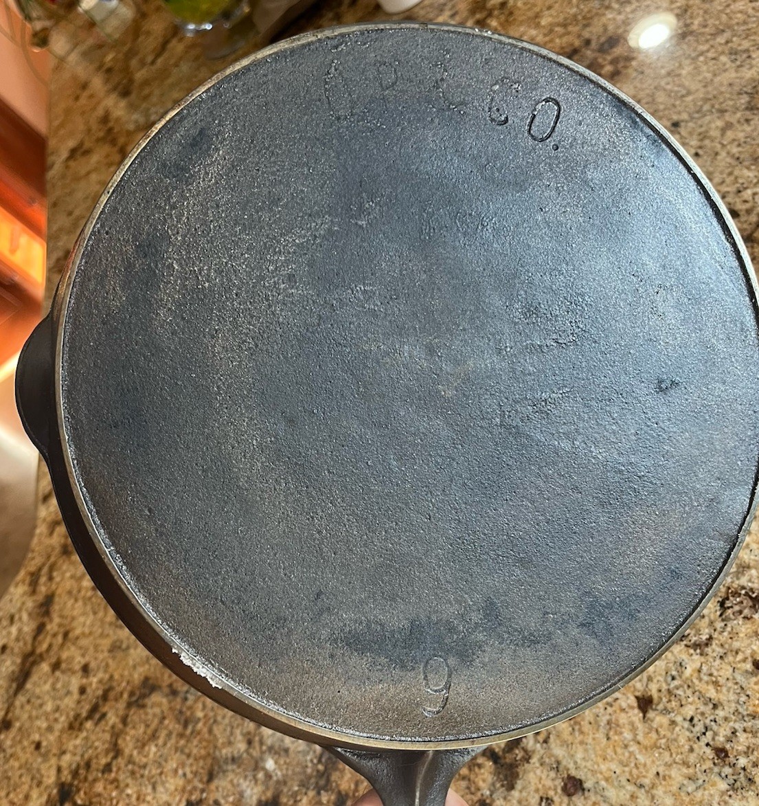 VTG O.P. & Co. #9 Cast Iron Skillet Heat Ring Early No Wobble No Warp