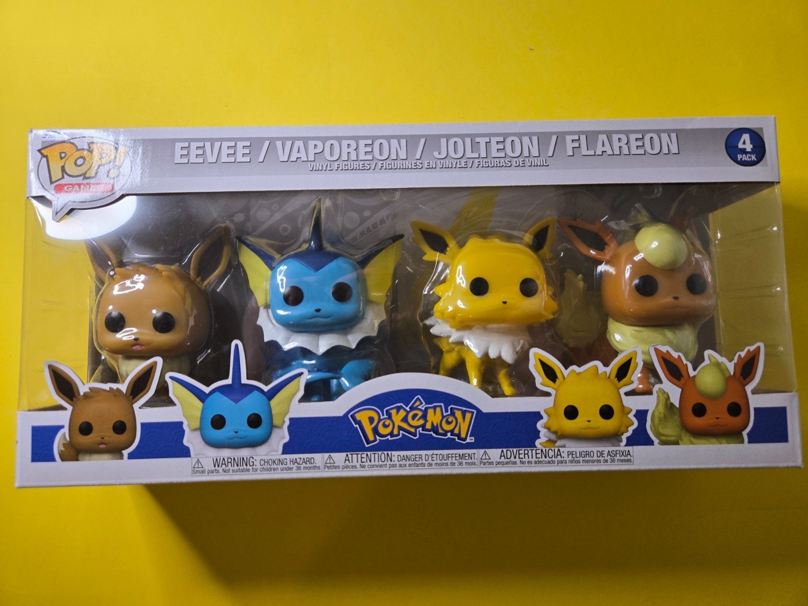Funko Pop Vinyl: Pokémon - Eevee / Vaporeon / Jolteon/ Flareon - 4 Pack -EXCLS