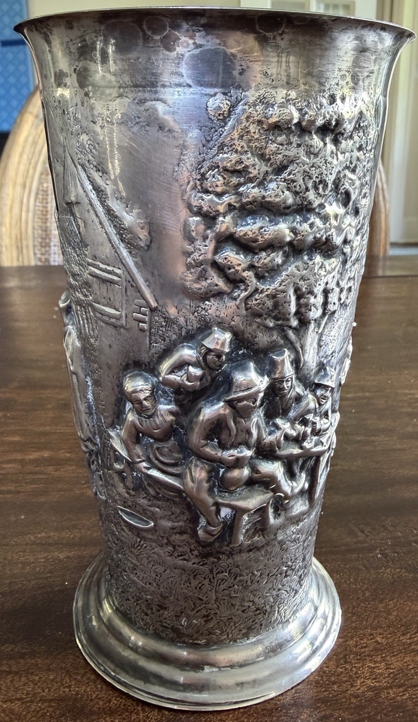 Just Andersen Denmark Art Deco Relief Vase Beaker Dannebrog Danish 6.5” Just Andersen Denmark Art Deco Relief Vase Beaker Dannebrog Danish 6.5”