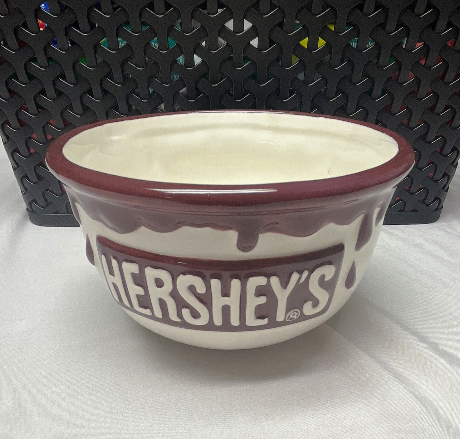 Vintage Hershey’s White & Brown Drip Design Ceramic Bowl