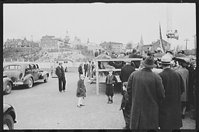 Shenandoah Pennsylvania 1930s Crowded Street Gathering Cars Historic Photo