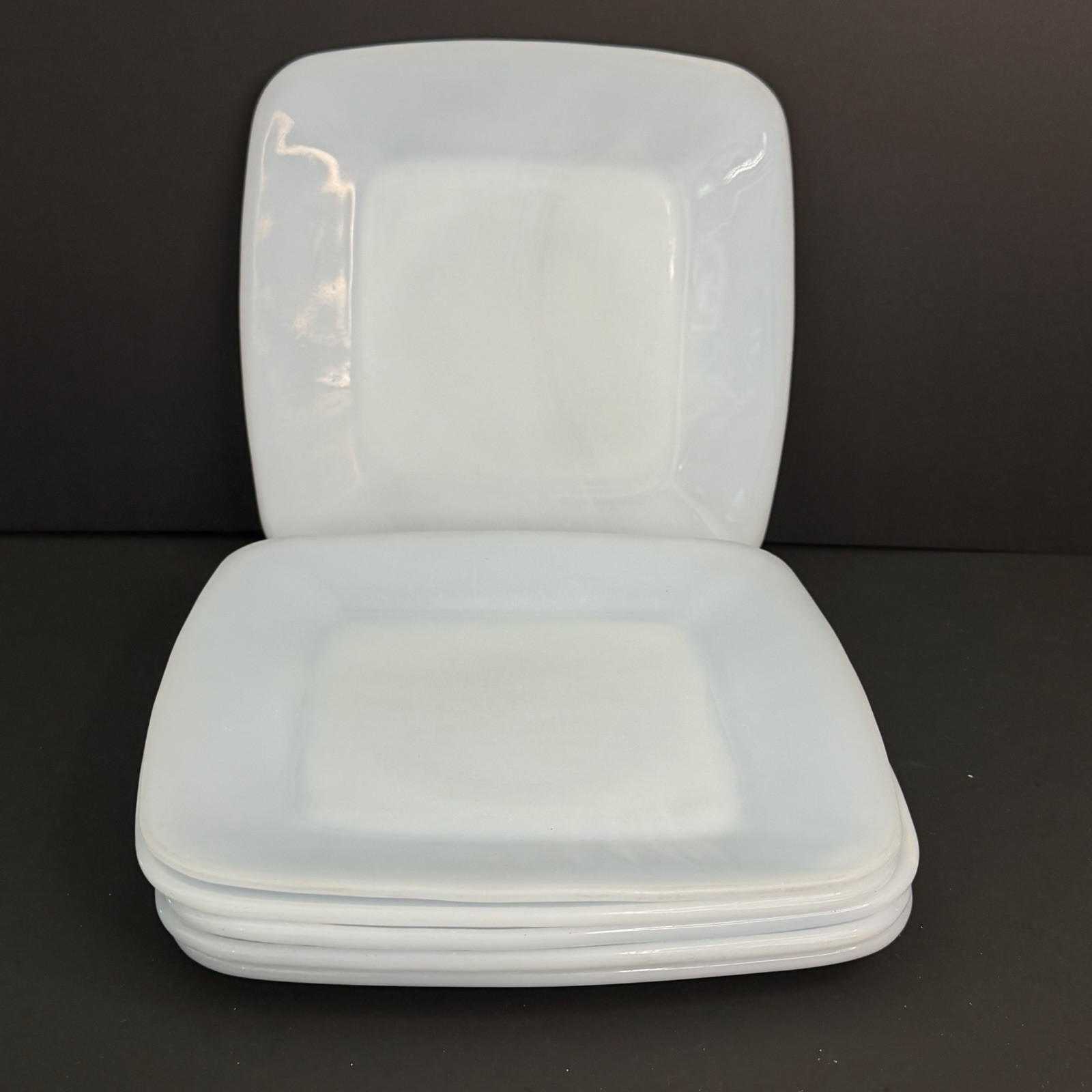 Vintage Fire King Azurite Square Lunch Dessert Plates 8.25 in Blue Set of 6