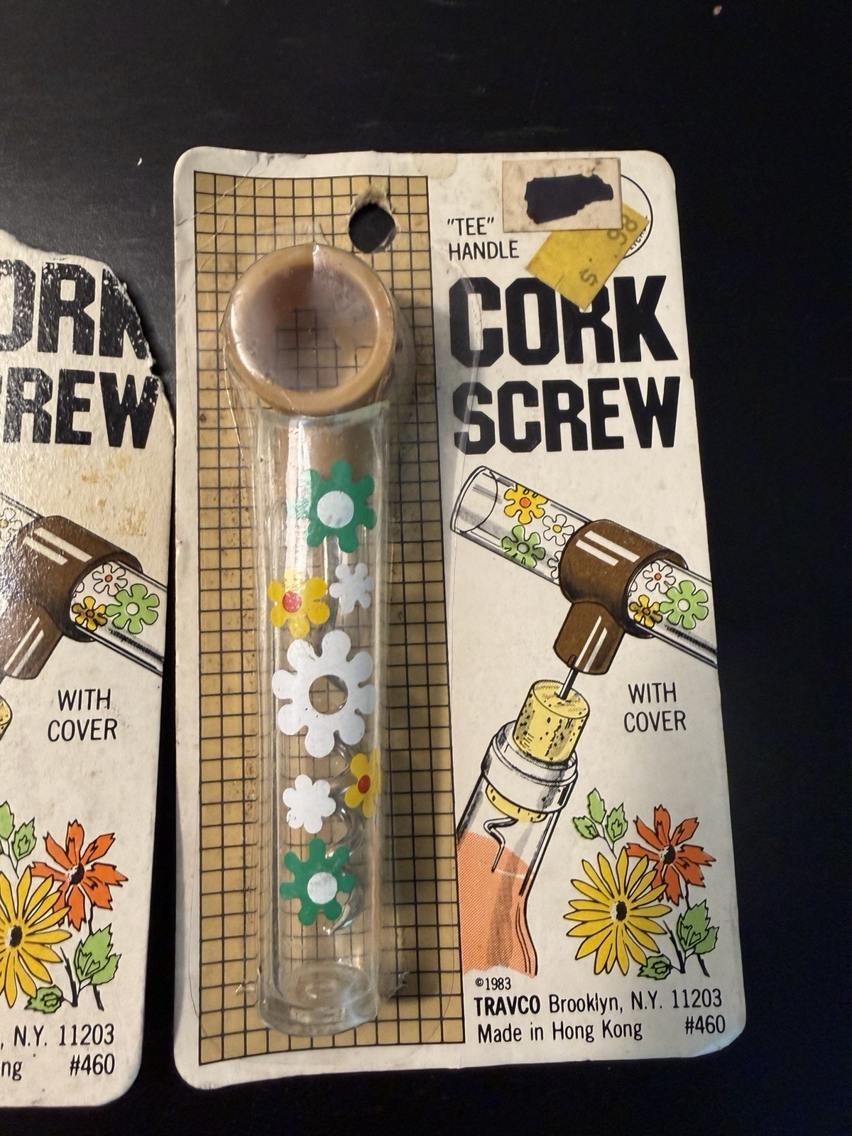 2 Vtg 1983 TRAVCO Floral Corkscrew Wine Openers NIP Floral Power Tee Handle 2 Vtg 1983 TRAVCO Floral Corkscrew Wine Openers NIP Floral Power Tee Handle