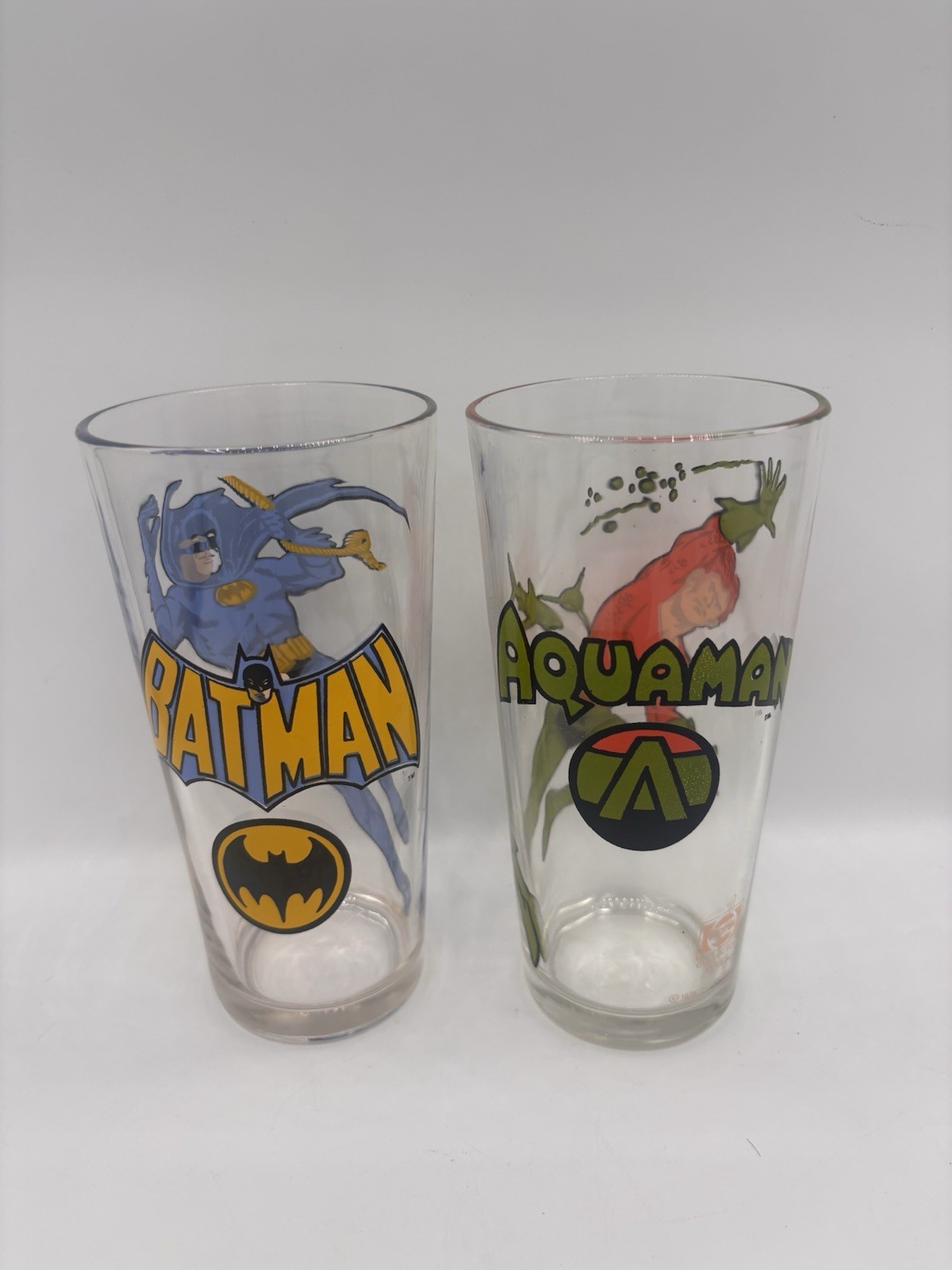 Vtg Pepsi Collectors Series DC Comic Batman 1966 & Aquaman 1978 Tall Glasses Vtg Pepsi Collectors Series DC Comic Batman 1966 & Aquaman 1978 Tall Glasses