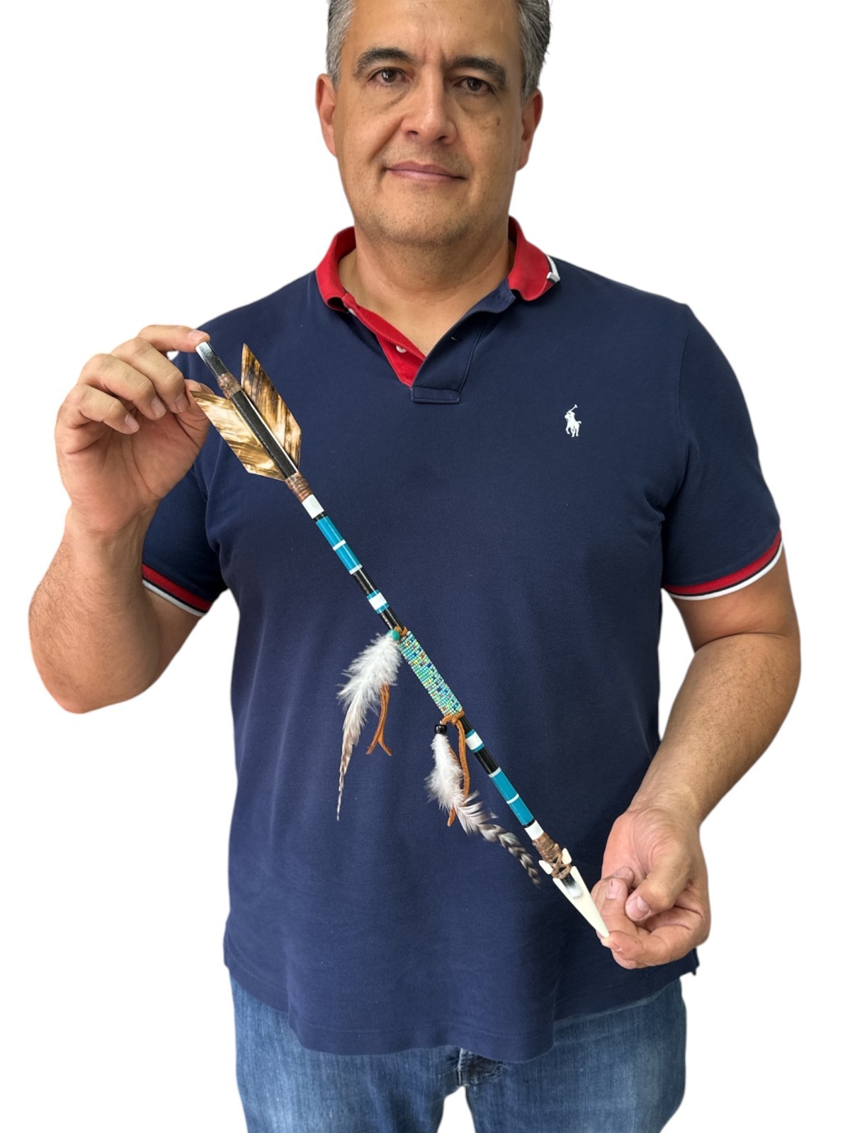 decorative REAL NAVAJO ARROW , handcrafted , made by Carlos Longoria , Teal decorative REAL NAVAJO ARROW , handcrafted , made by Carlos Longoria , Teal