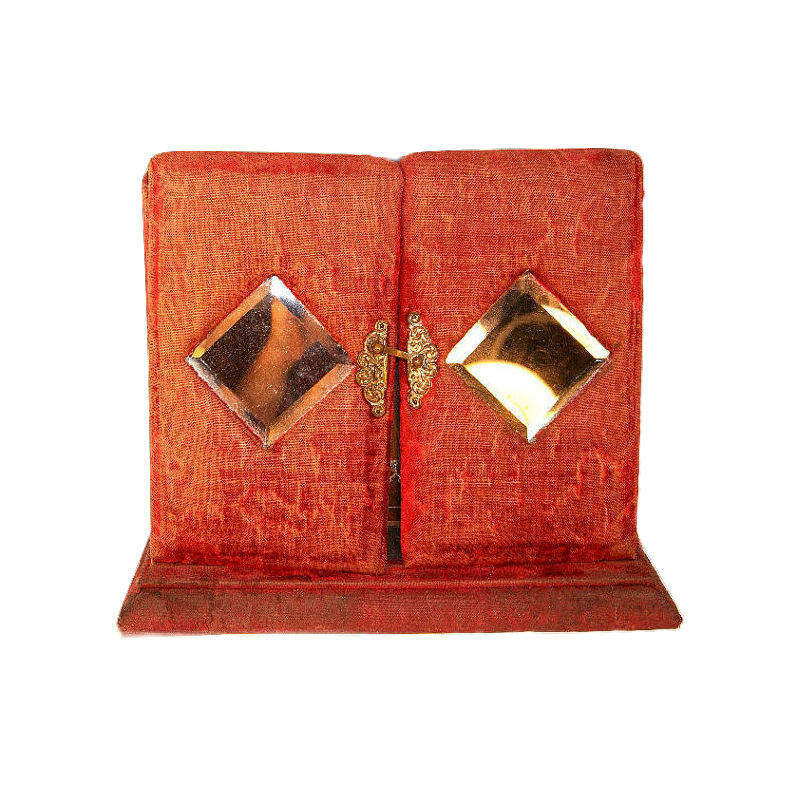 Antique Victorian Photo Album Velvet Cabinet Card CDV Beveled Mirror Rare Drawer