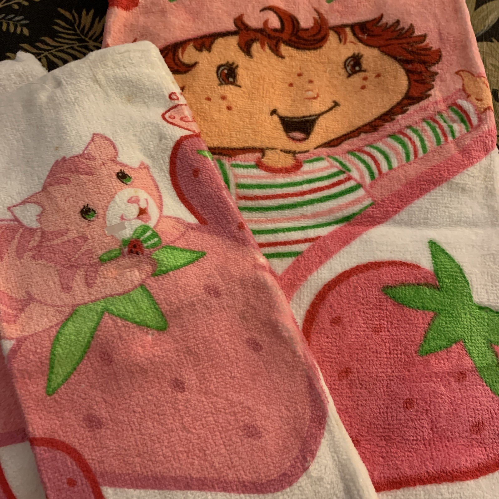 Vintage 2004 Strawberry Shortcake 2-Piece Bath Set Bath Towel & 2 Washcloths