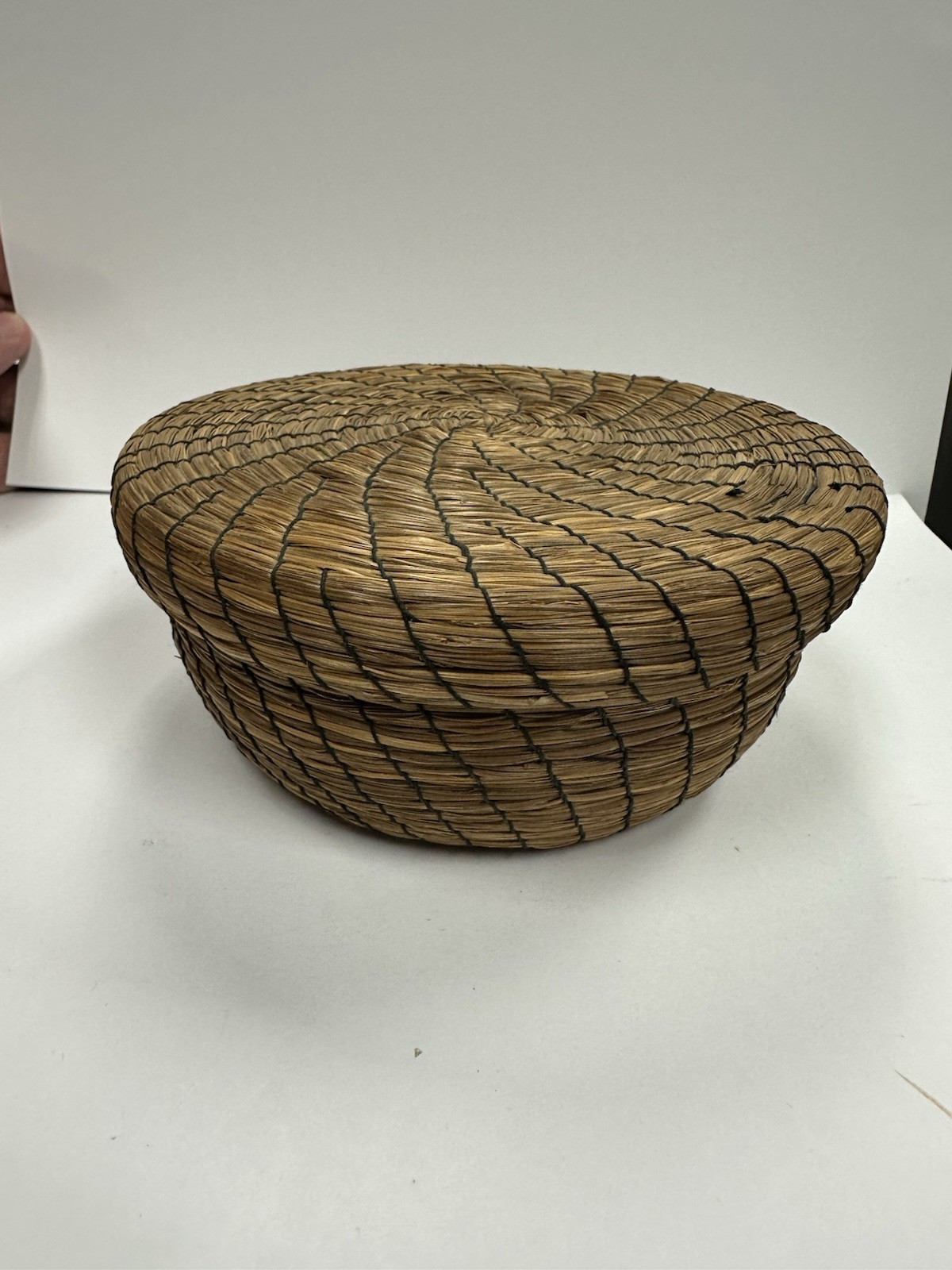 Antique Native American Lid Basket Woodland Tribes Miniature Native American