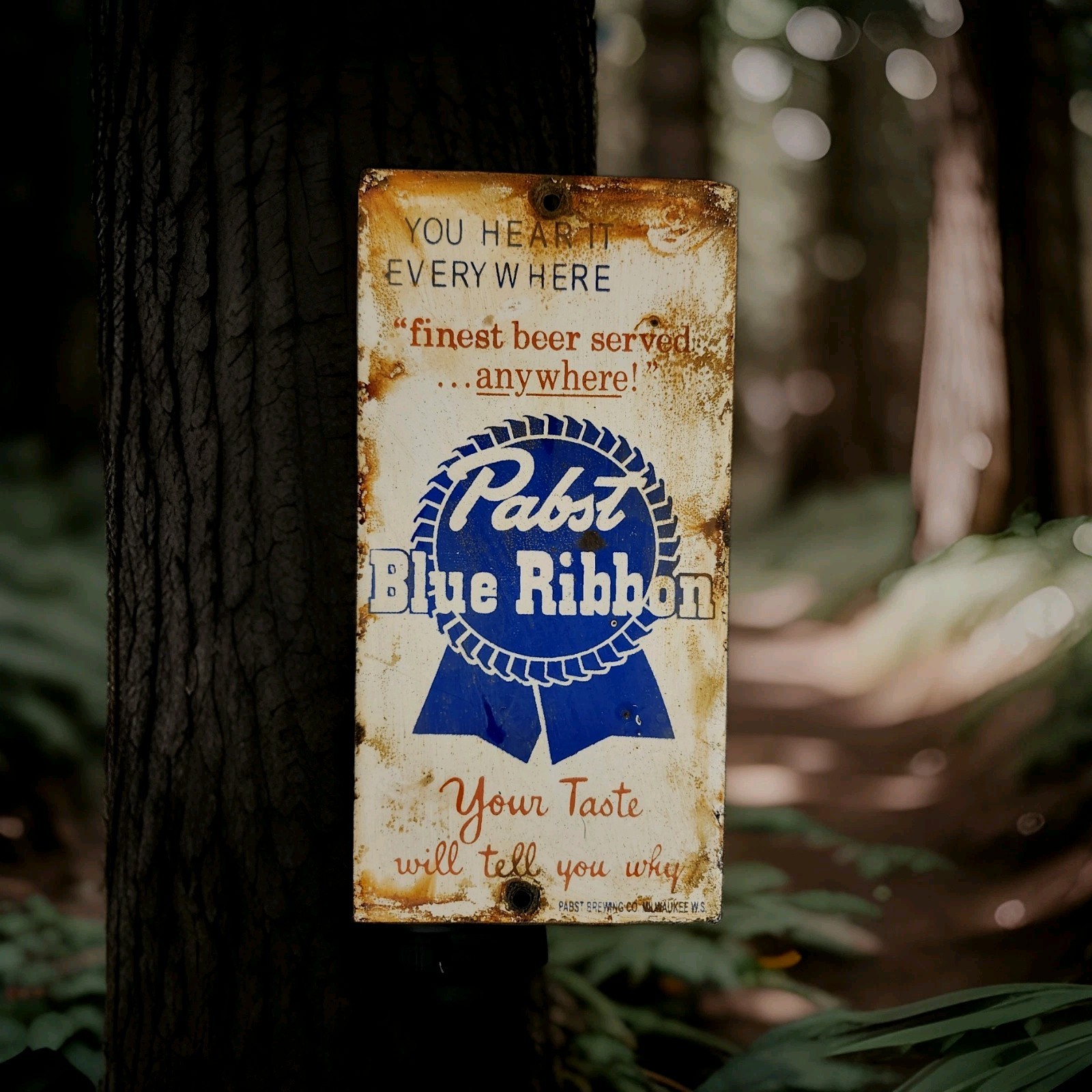 Vintage Pabst Blue Ribbon Beer Sign Porcelain Iroquois Schlitz Redtop Jax Piel's Vintage Pabst Blue Ribbon Beer Sign Porcelain Iroquois Schlitz Redtop Jax Piel's