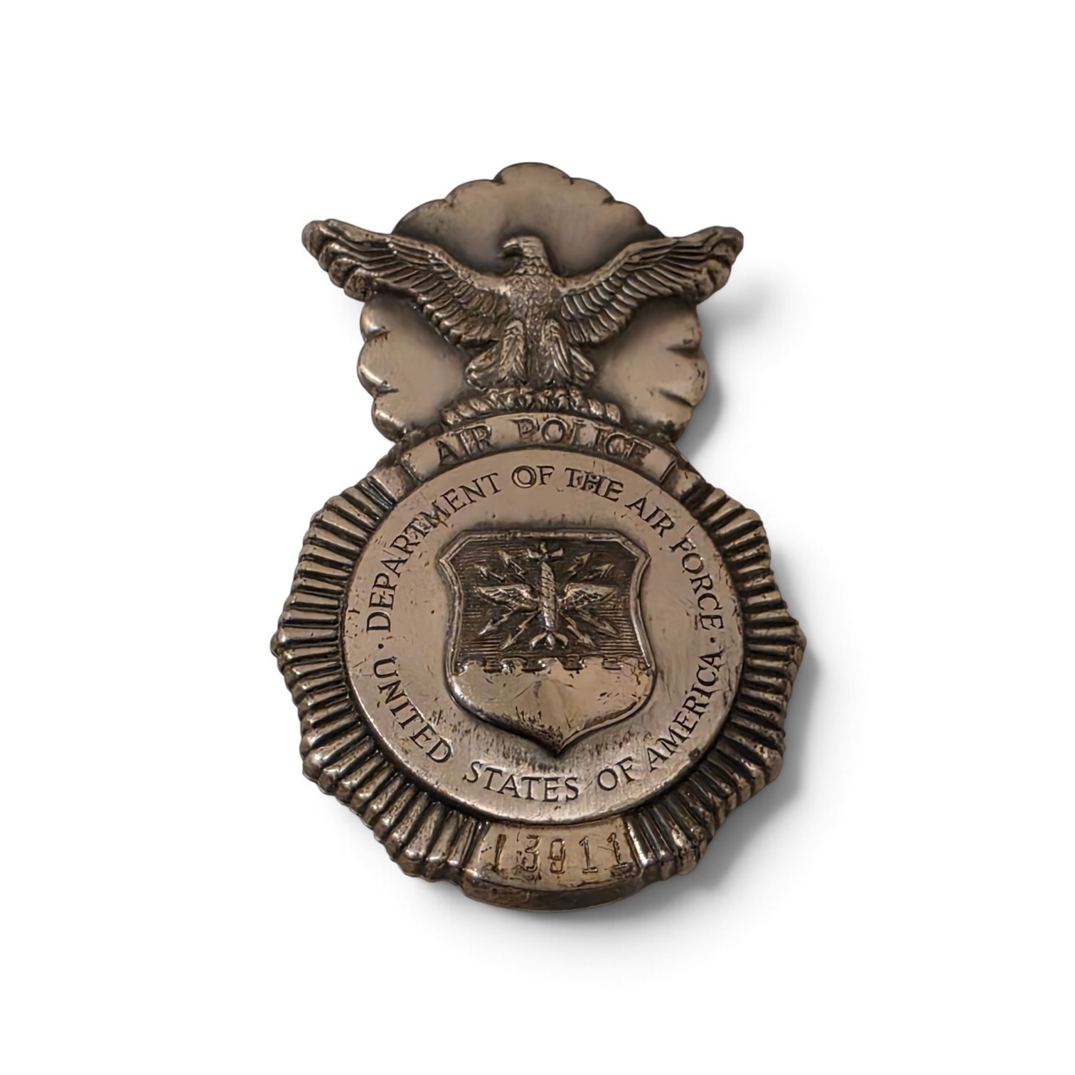 Vintage U.S. Air Police Badge From The Cold War Era Full Size 2.5" Metal V & V Vintage U.S. Air Police Badge From The Cold War Era Full Size 2.5" Metal V & V
