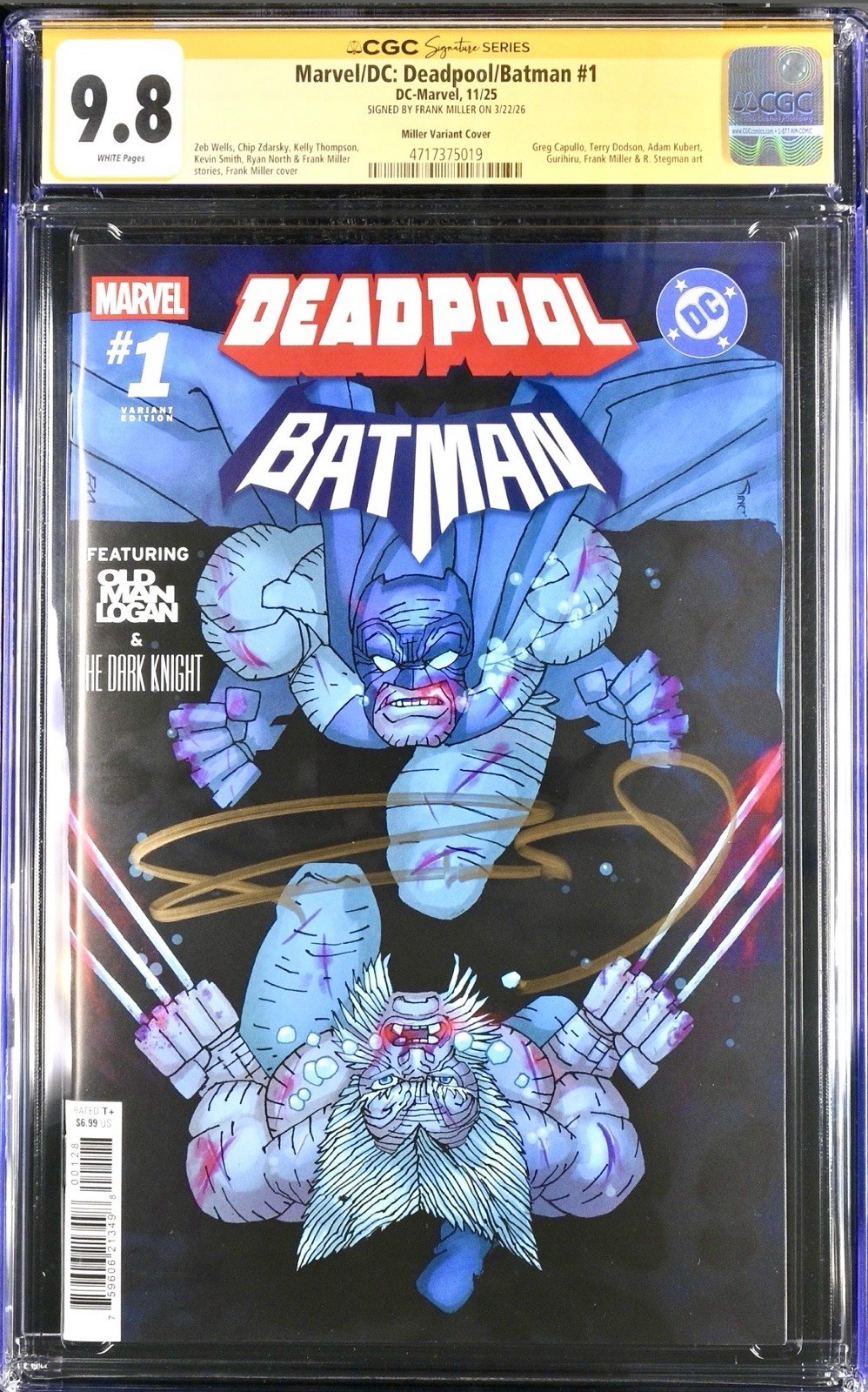 Marvel/DC: Deadpool/Batman #1 Miller 1:50 Variant CGC SS 9.8 Signed Frank Miller Marvel/DC: Deadpool/Batman #1 Miller 1:50 Variant CGC SS 9.8 Signed Frank Miller